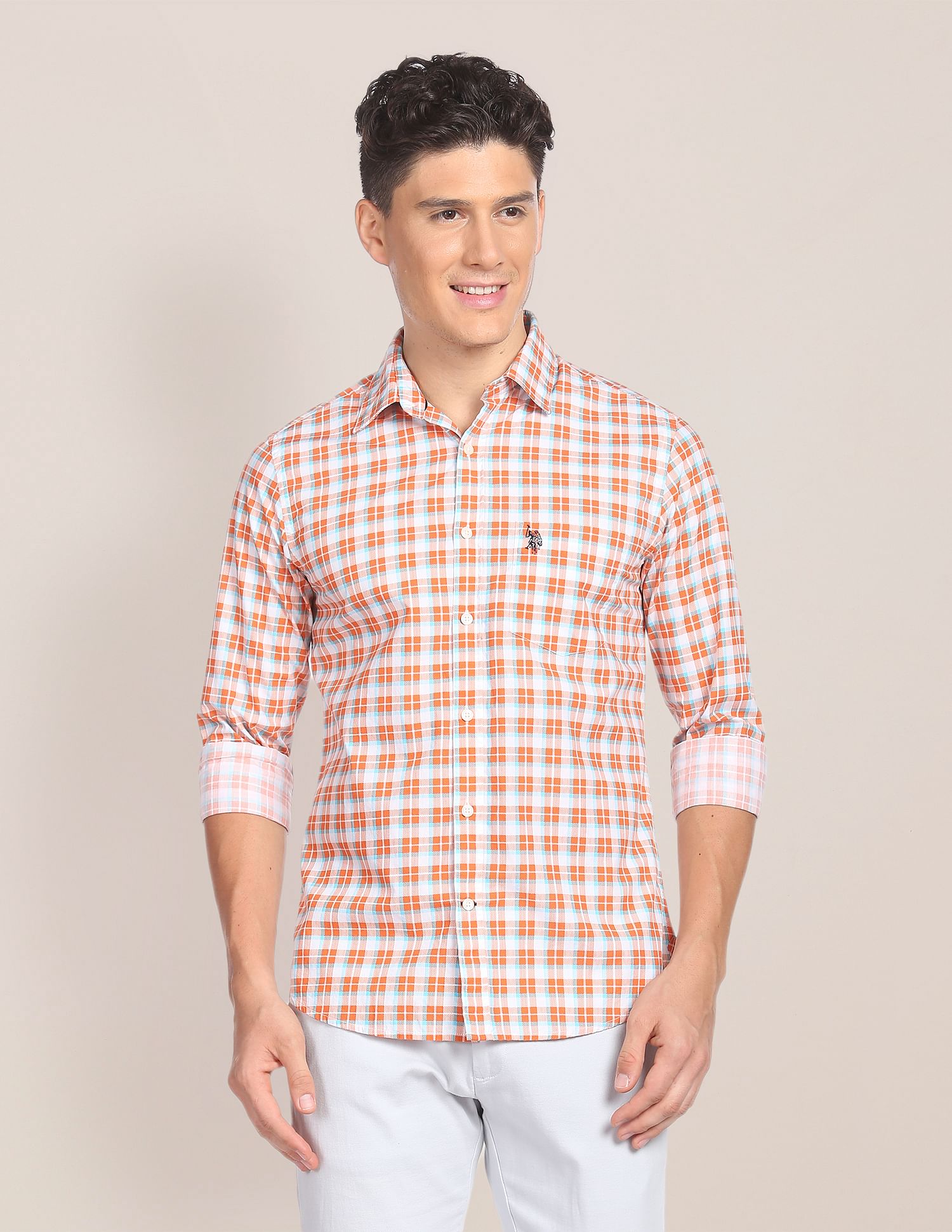 U.S. Polo Assn. Spread Collar Plaid Shirt