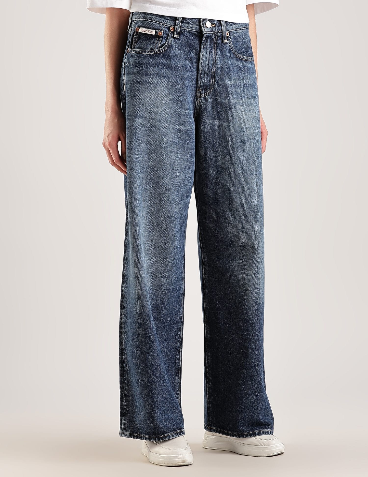 Buy Calvin Klein Jeans Heavy-Wash Wide leg-Fit High Rise Jeans