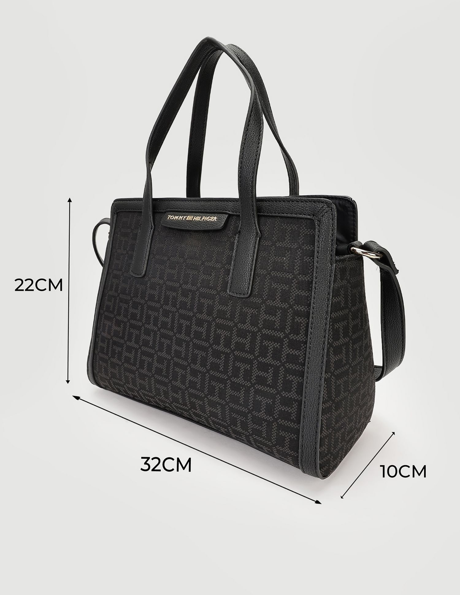 Tommy Hilfiger Printed Black Polyester Hand Bags