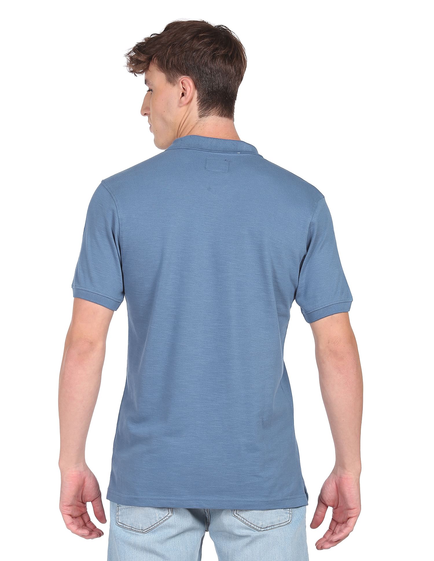 Flying Machine Pure Cotton Solid Polo Shirt