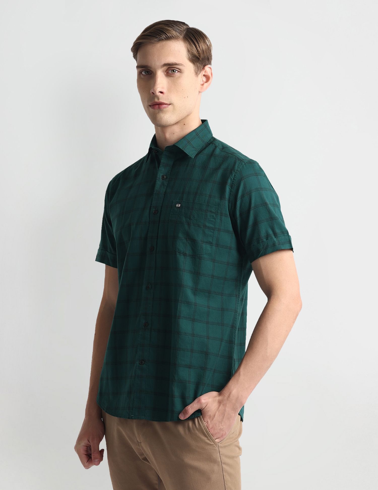 Arrow Sports Windowpane Check Cotton Shirt