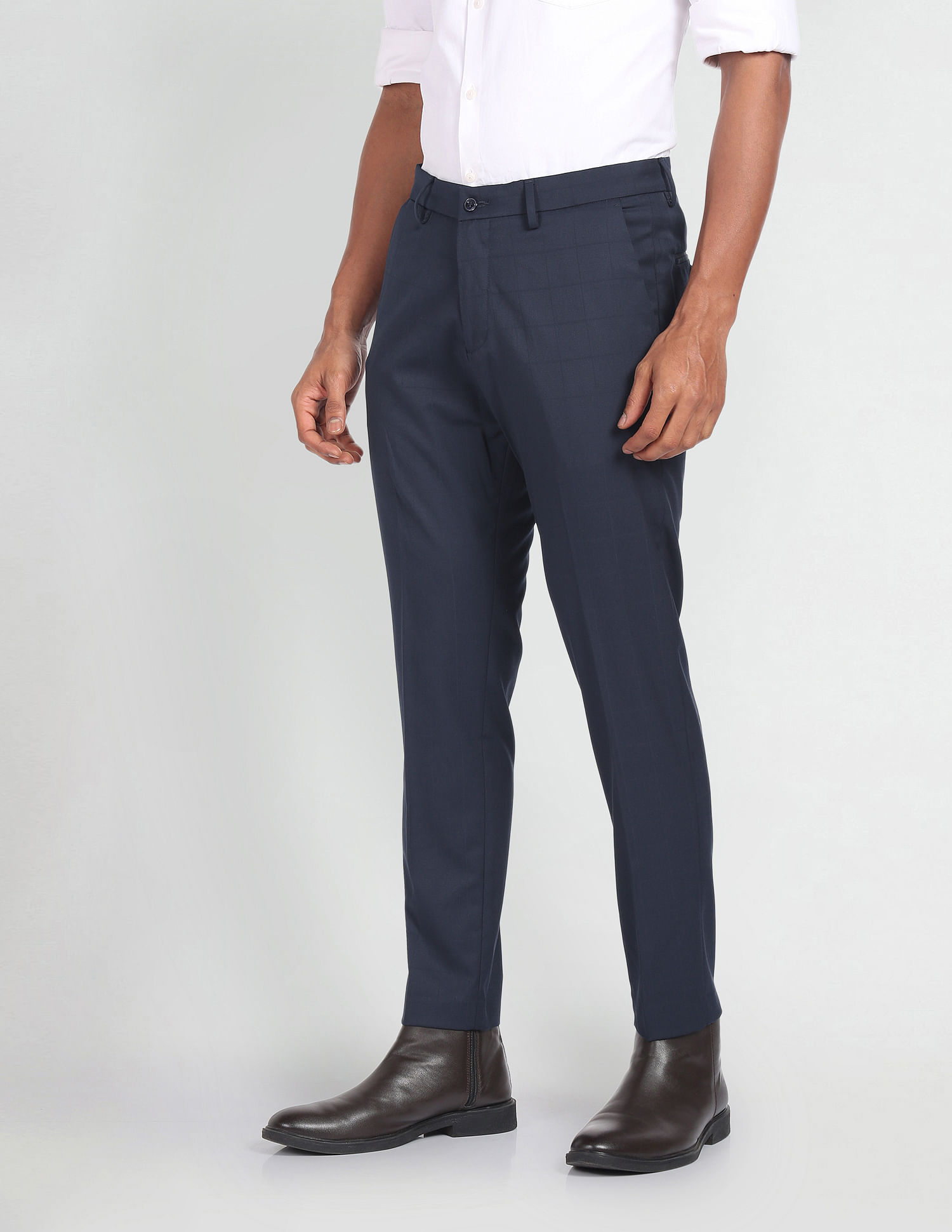 Arrow Newyork Windowpane Check Smart Flex Trousers