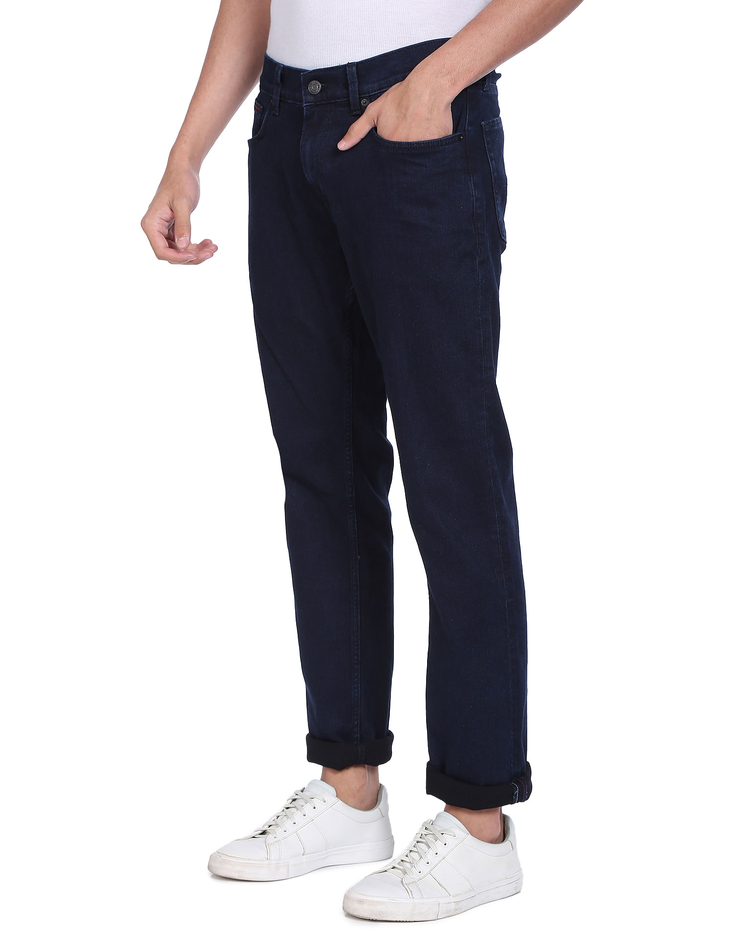 Tommy Hilfiger Men Dark Blue Ryan Straight Fit Rinsed Jeans