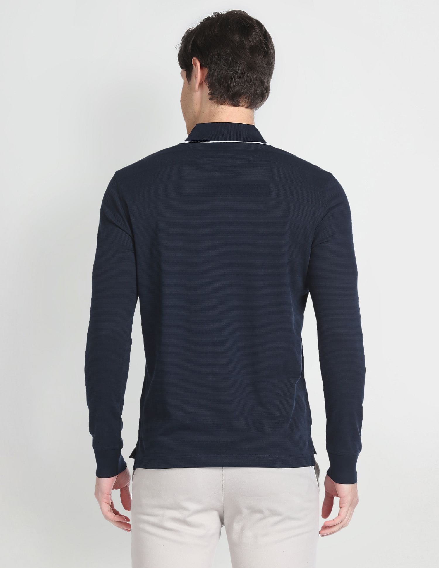 Arrow Long Sleeve Patterned Knit Polo Shirt