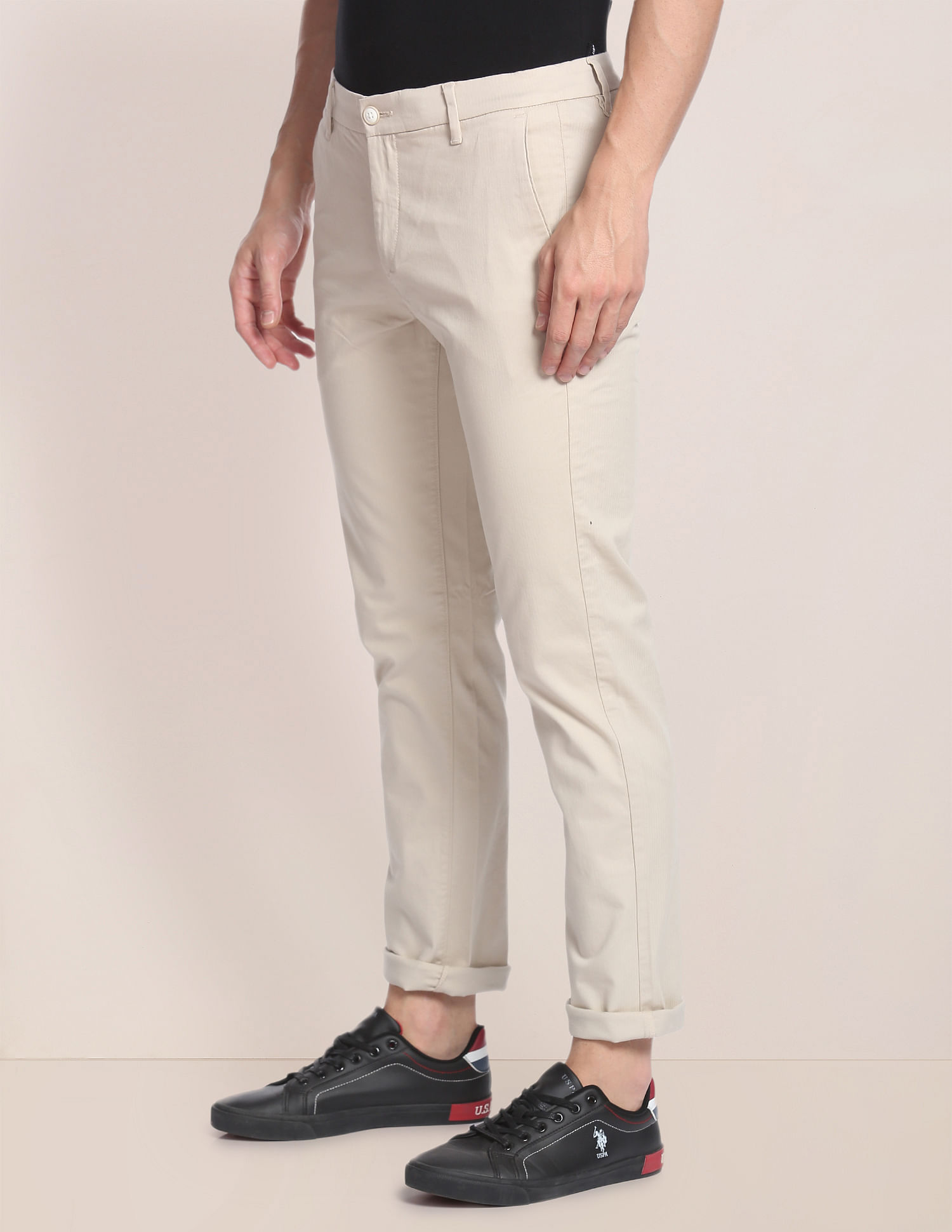 U.S. Polo Assn. Herringbone Textured Casual Trousers