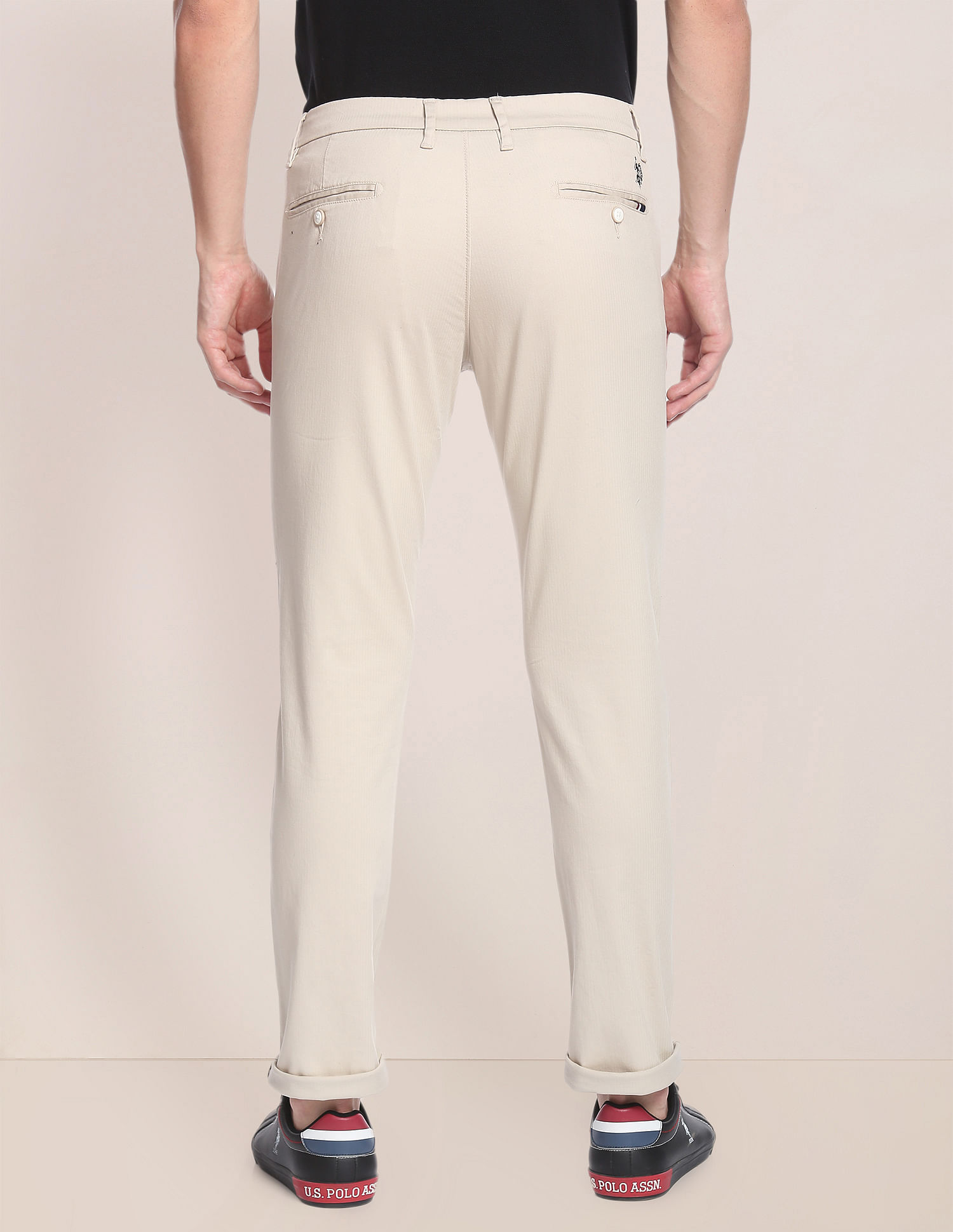 U.S. Polo Assn. Herringbone Textured Casual Trousers