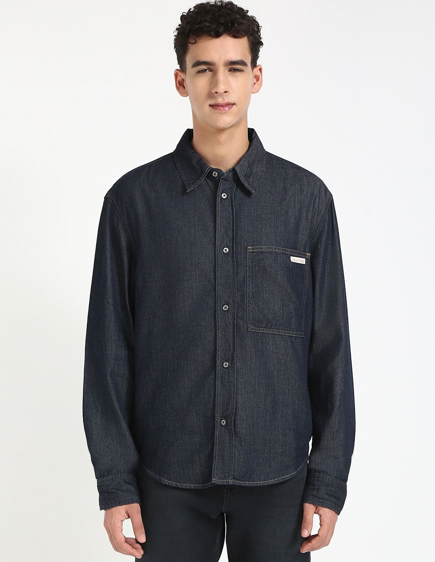 Calvin Klein Jeans Solid Regular-Fit Denim Shirt