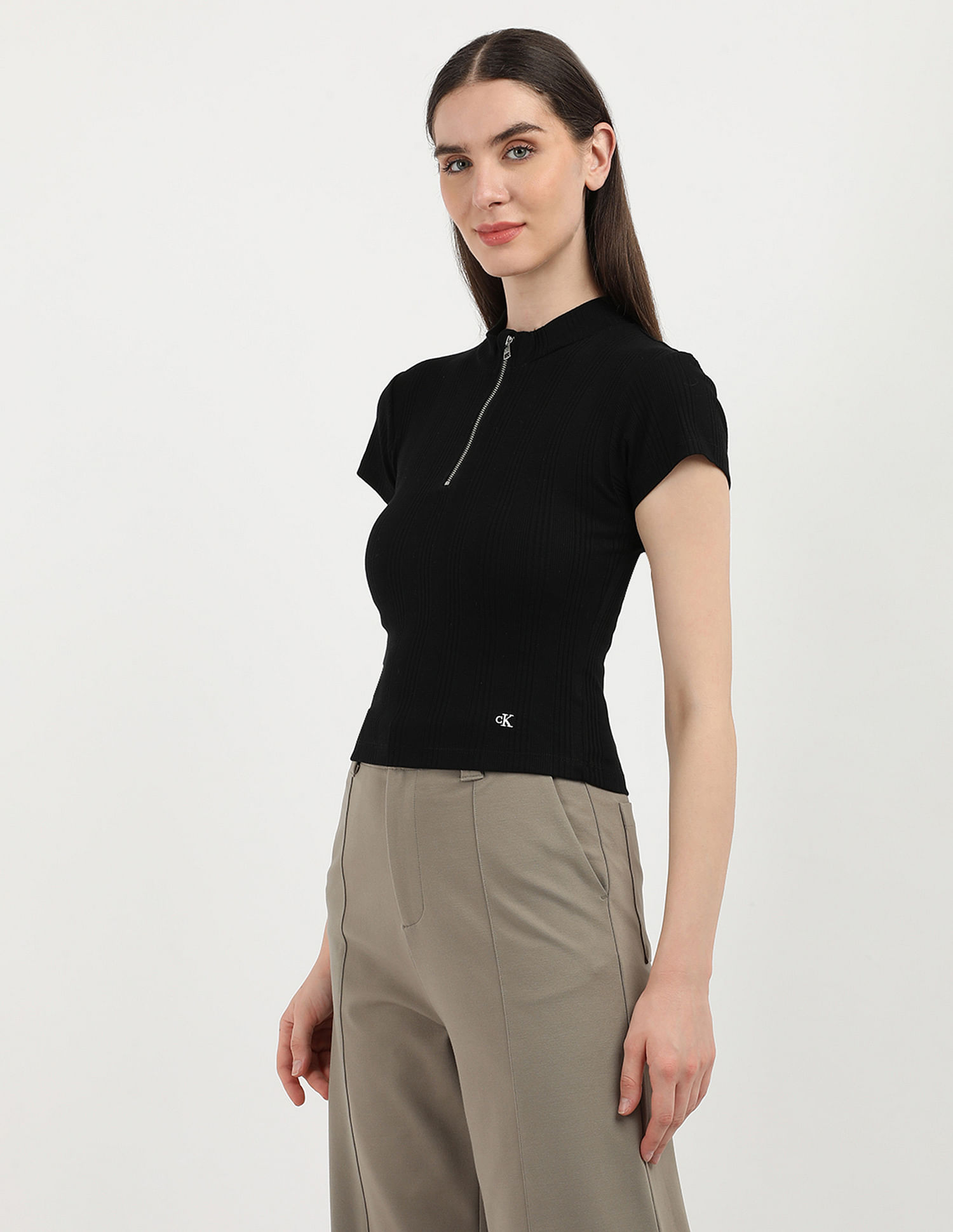 Calvin Klein Jeans Variegated Rib Half Zip Top