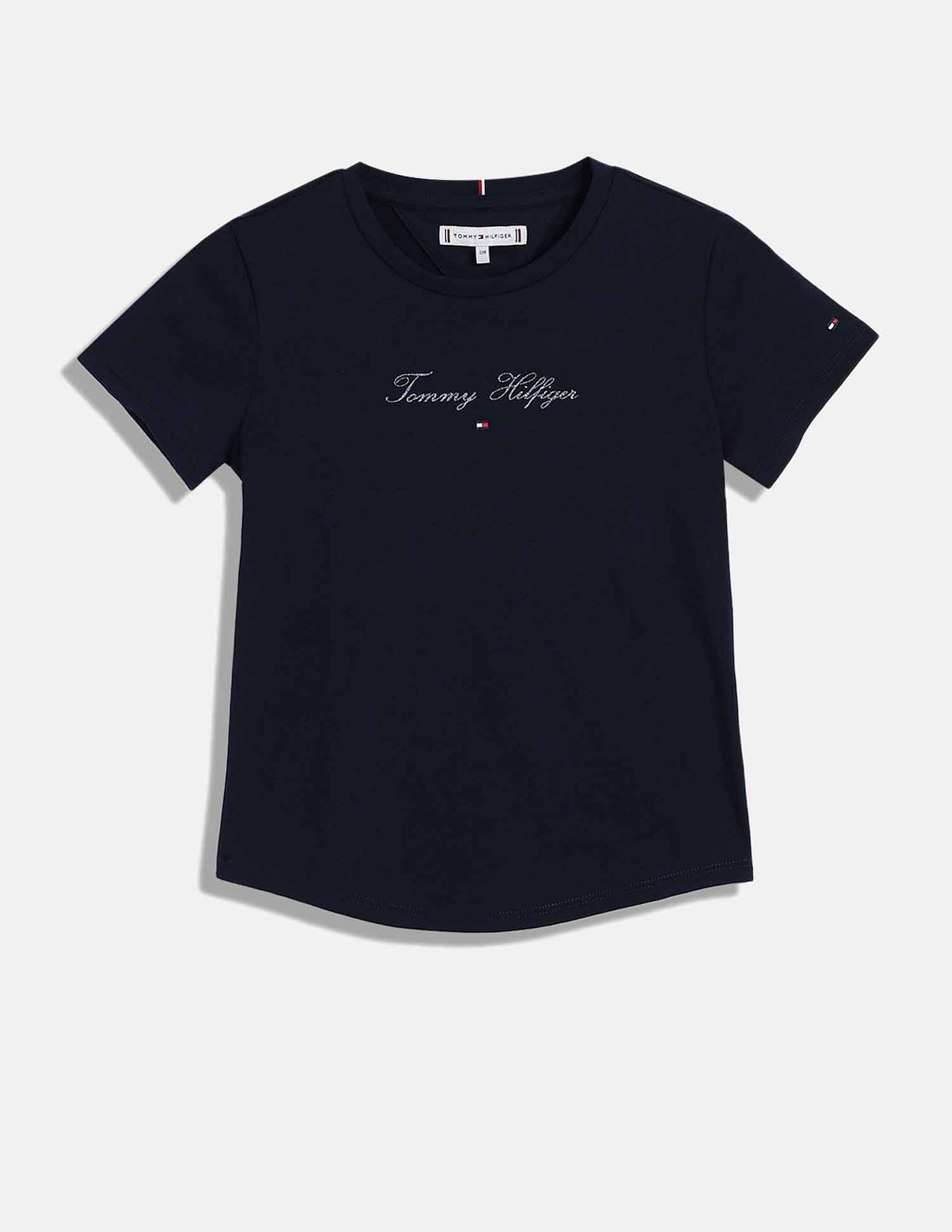 Tommy Hilfiger Kids Girls Logo Slim-Fit Cotton T-Shirt
