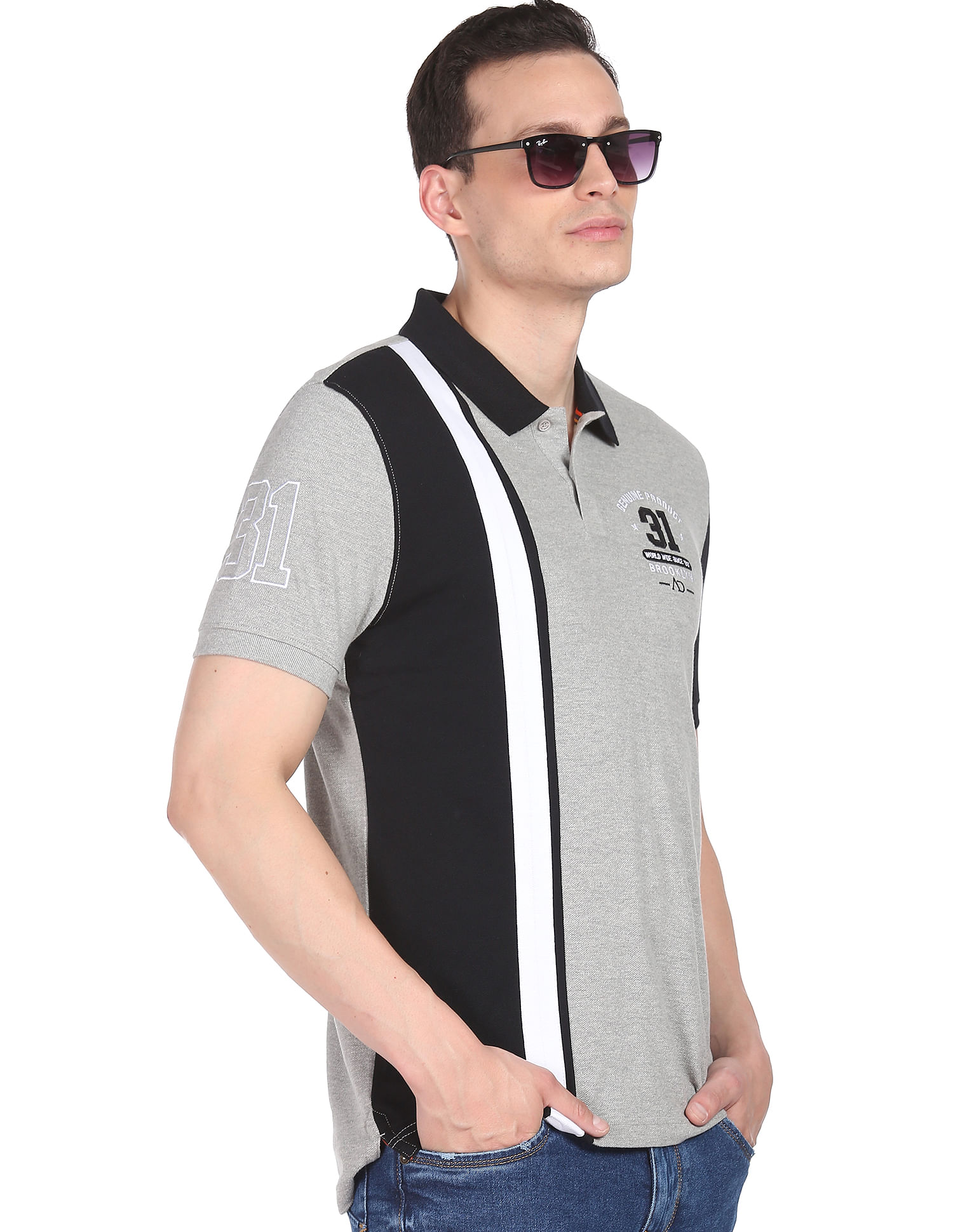 AD by Arvind Colour Block Sporty Polo Shirt
