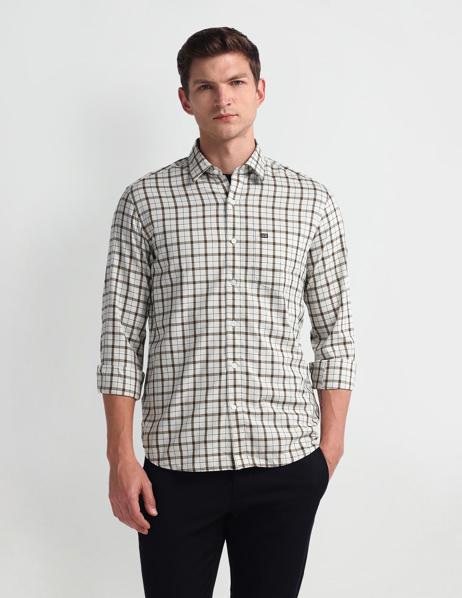 Arrow Sport Tartan Checked Manhattan Slim Shirt