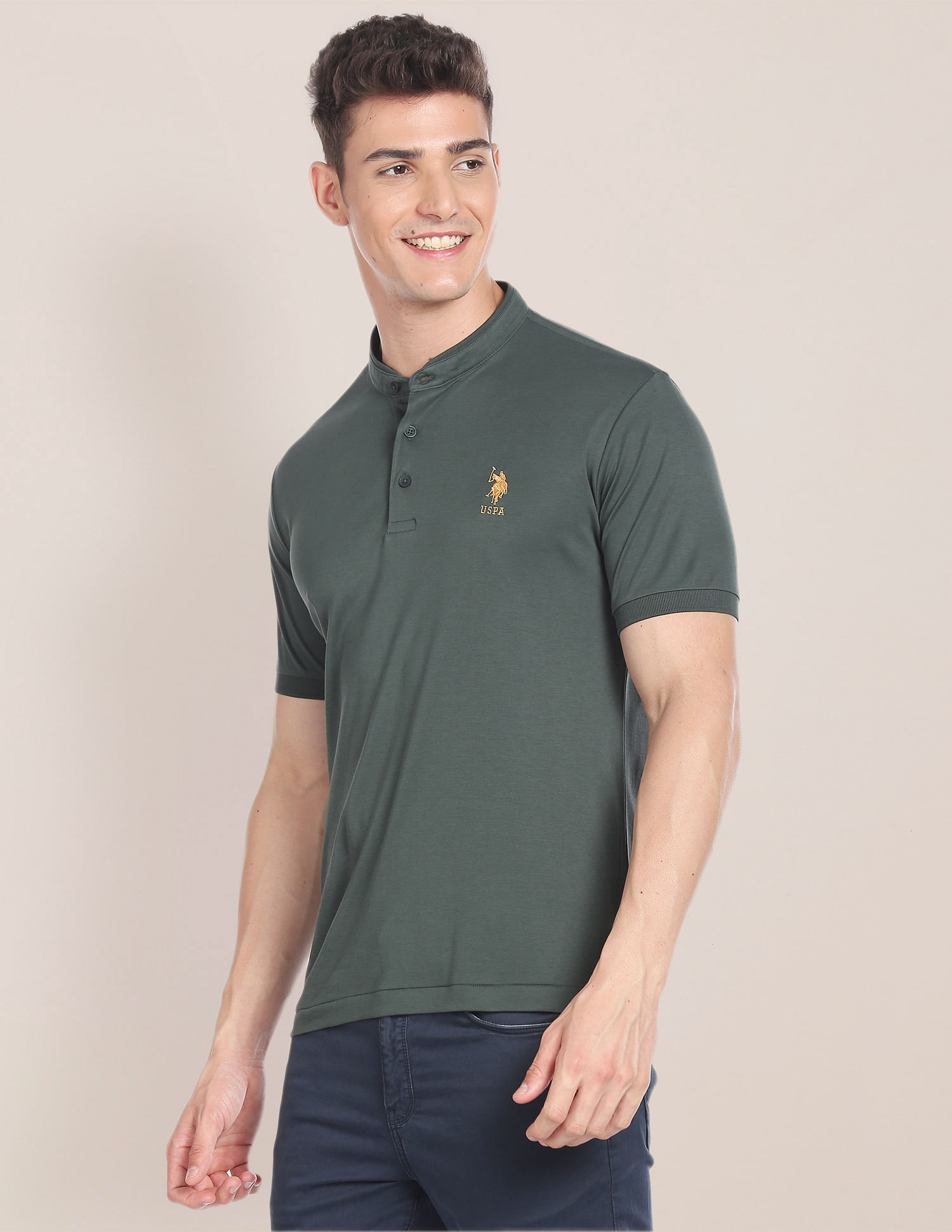 U.S. Polo Assn. Mandarin Collar Luxury Polo Shirt