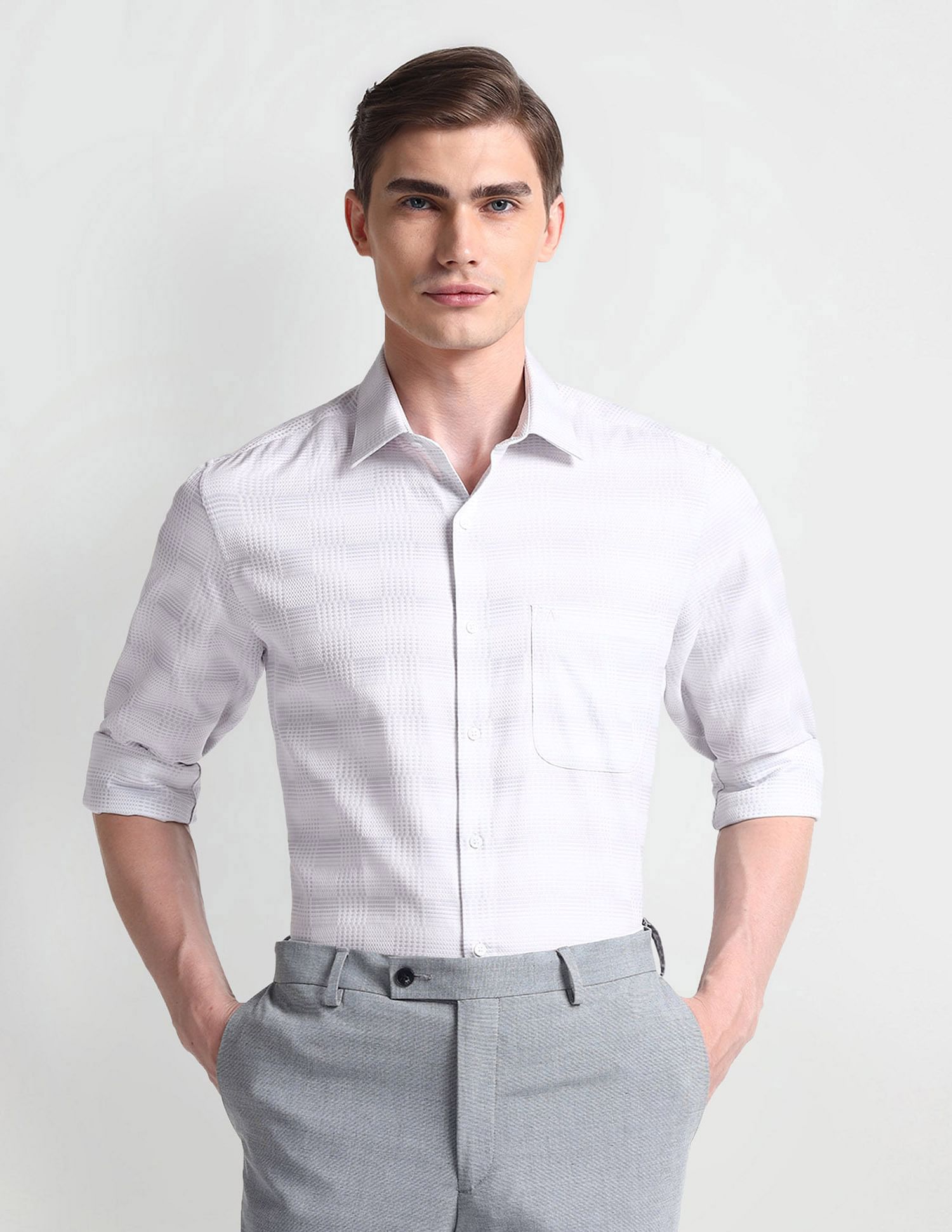 Arrow Check Patterned Dobby Shirt