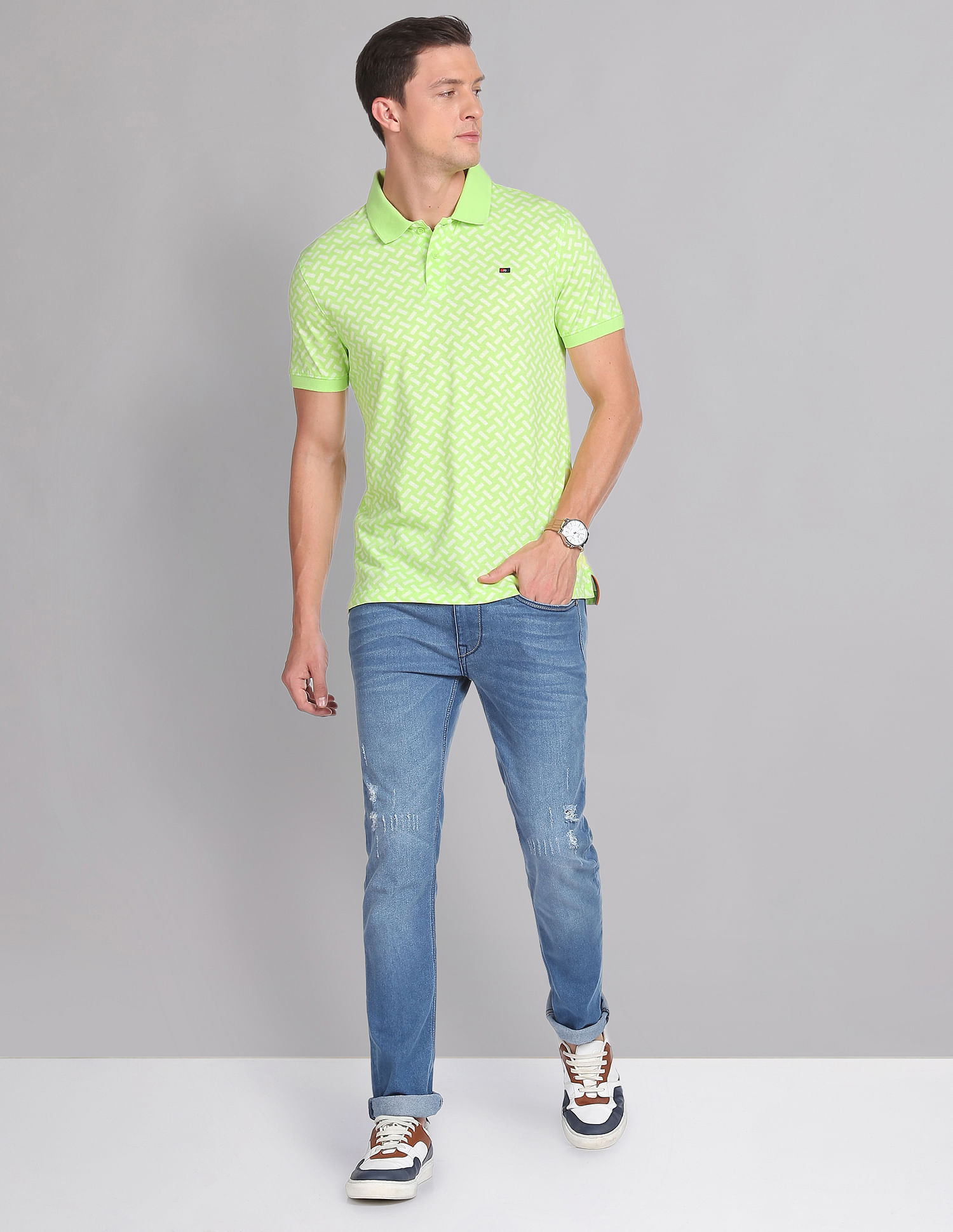 AD by Arvind Cotton Slim Fit Polo Shirt