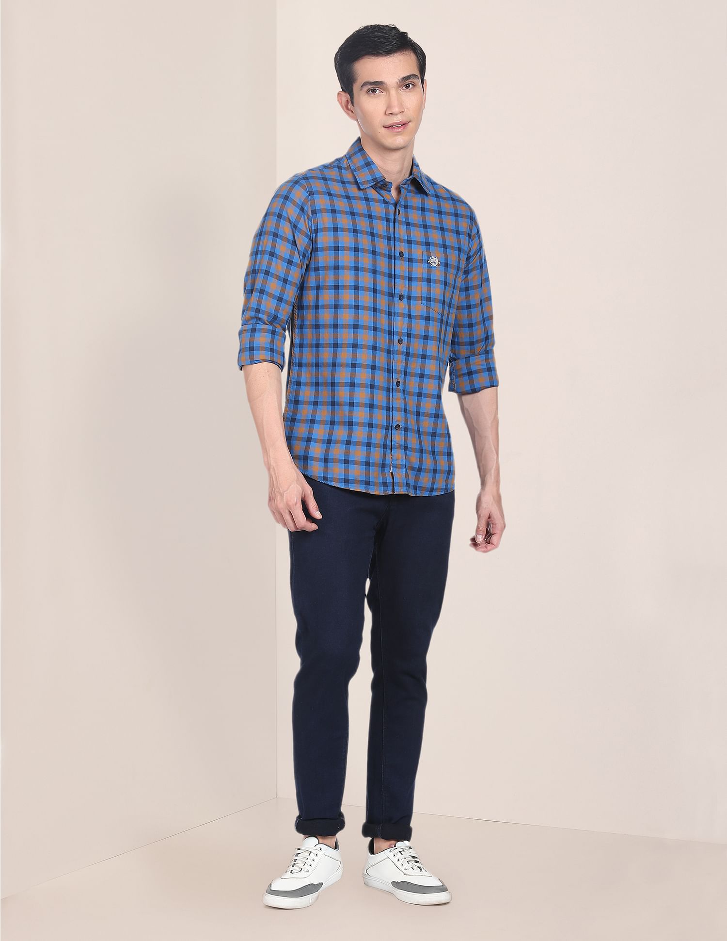 U.S. Polo Assn. Spread Collar Grid Tattersall Check Casual Shirt