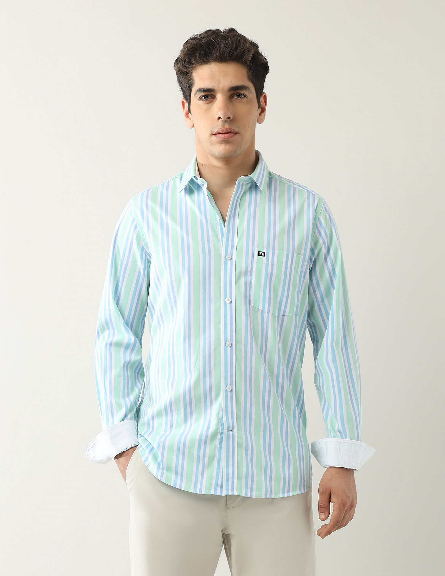 Arrow Sport Vertical Striped Pattern Air Soft Shirt