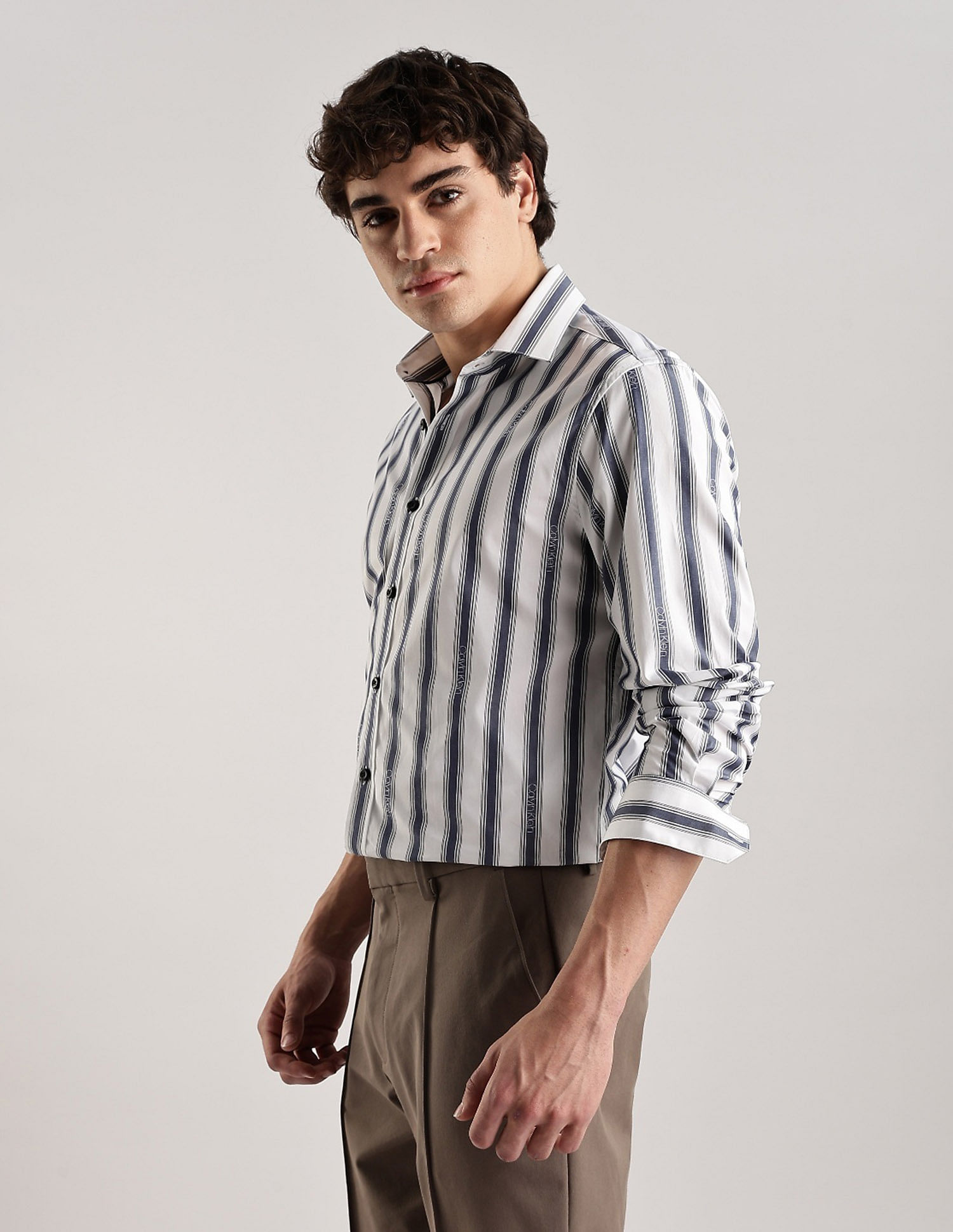 Calvin Klein Jeans Vertical Stripes Regular Fit Poplin Woven Shirt
