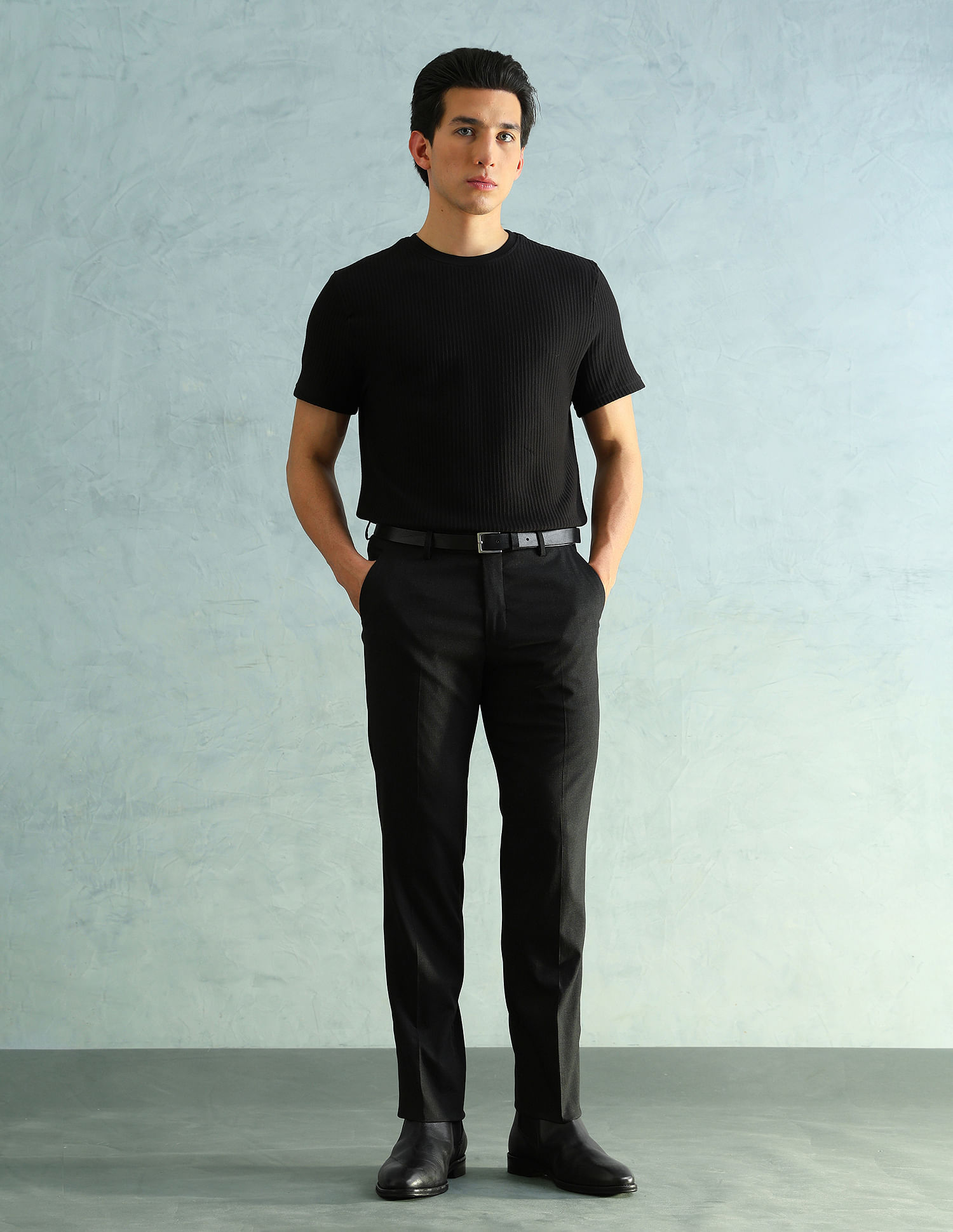Arrow Solid Slim Fit Formal Trousers