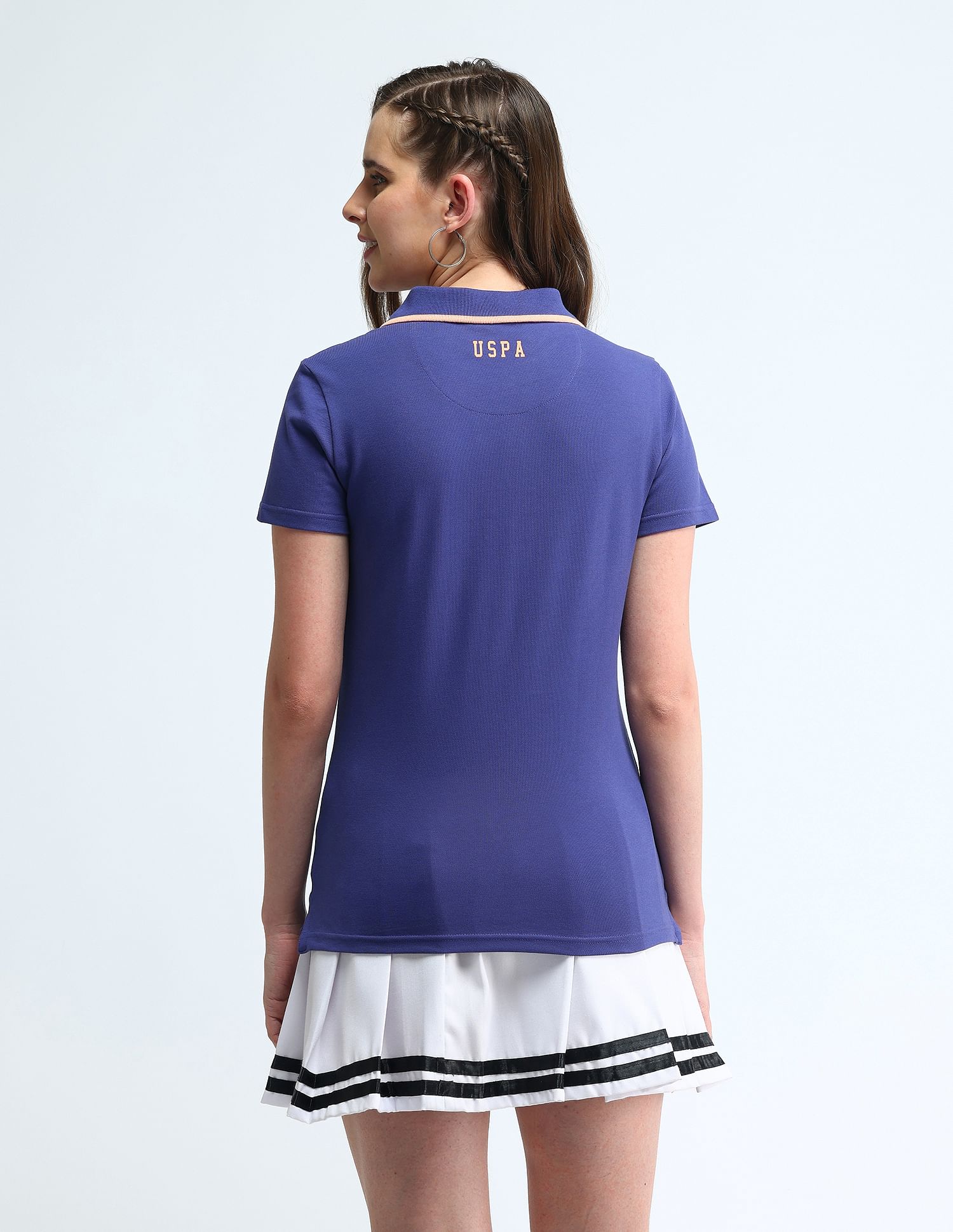U.S. Polo Assn. Women Tipped Collar Solid Polo Shirt
