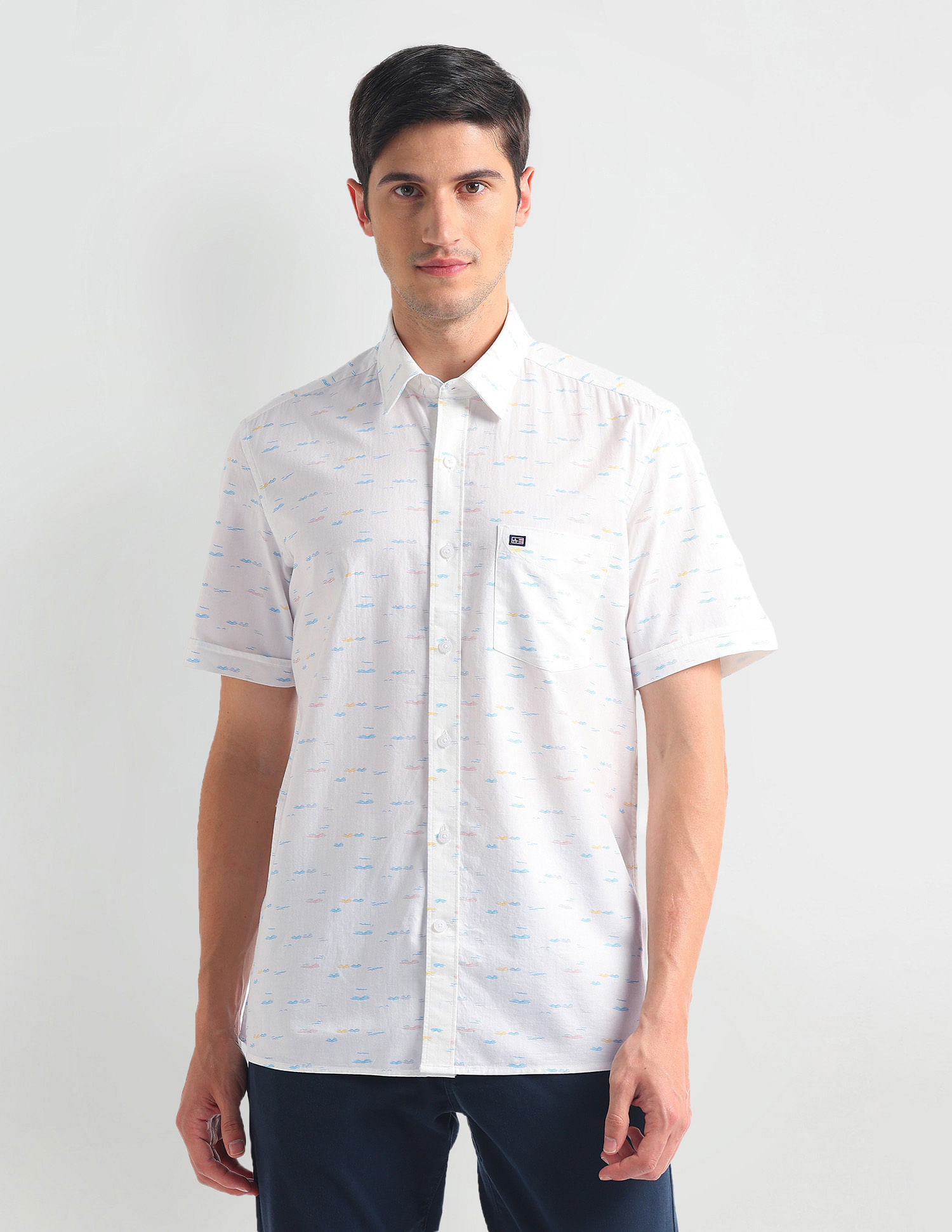 Arrow Sports Abstract Print Slim Shirt