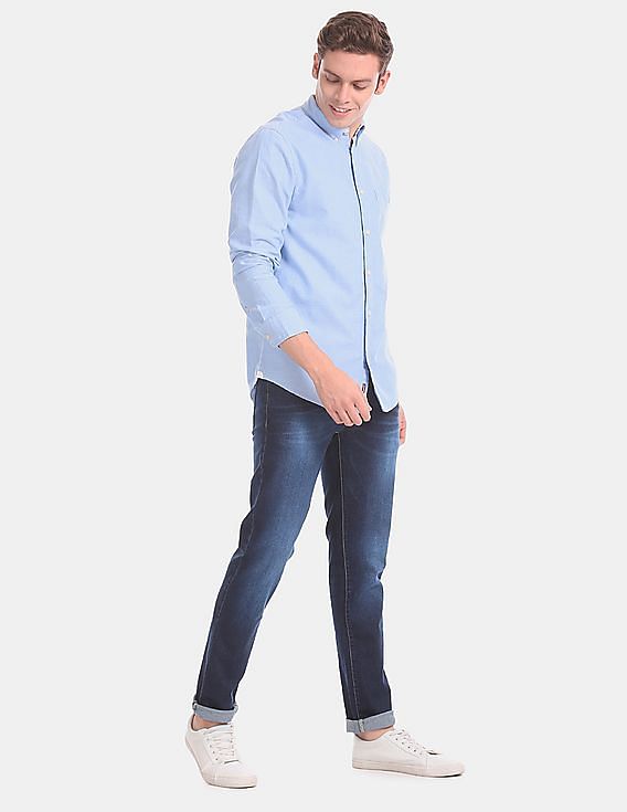 Aeropostale Blue Button Down Collar Oxford Casual Shirt