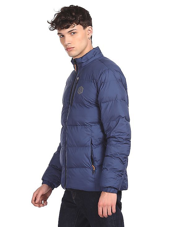 mens puffer jacket navy blue