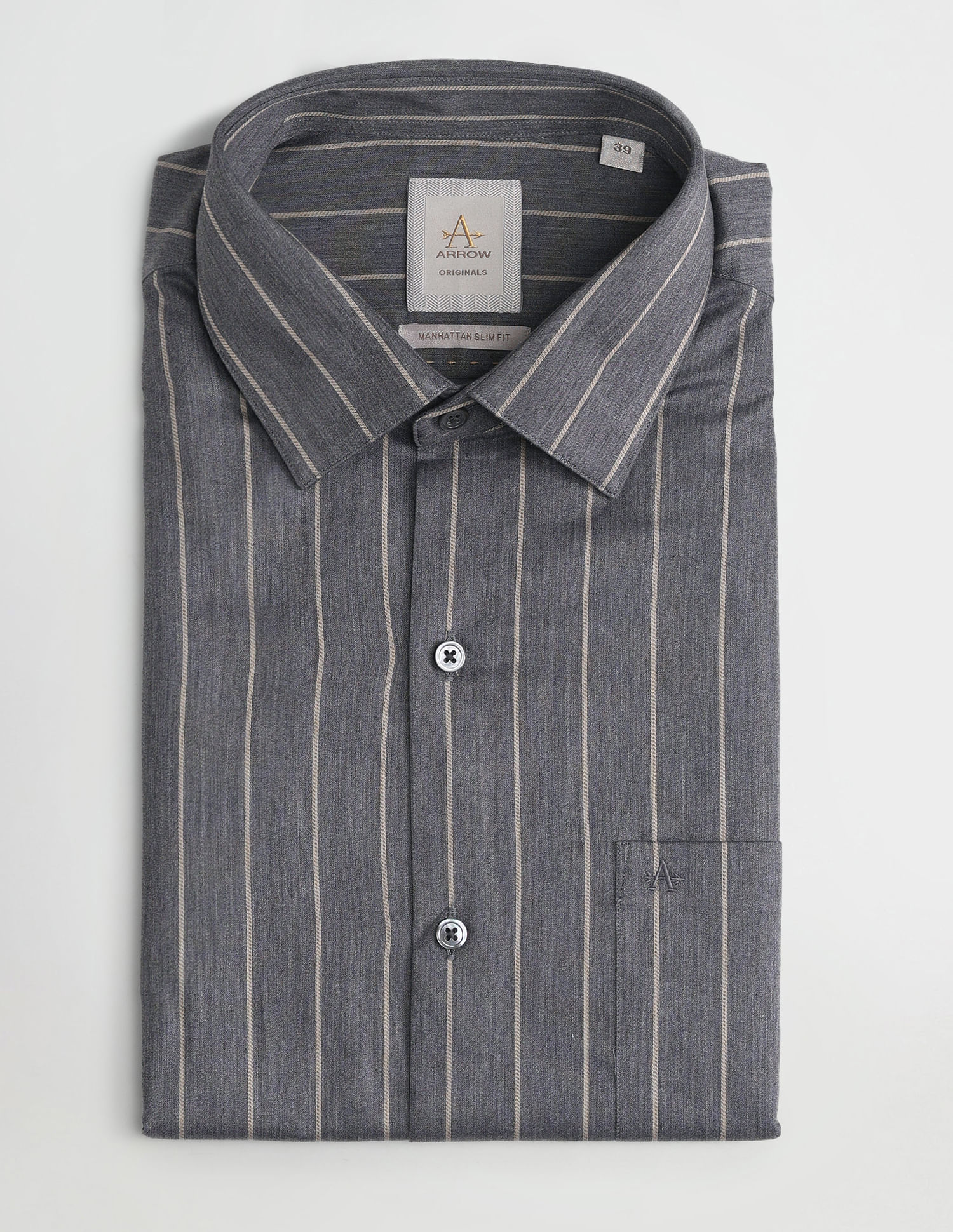 Buy Arrow Italian Elegance Striped Slim Fit Shirt - NNNOW.com