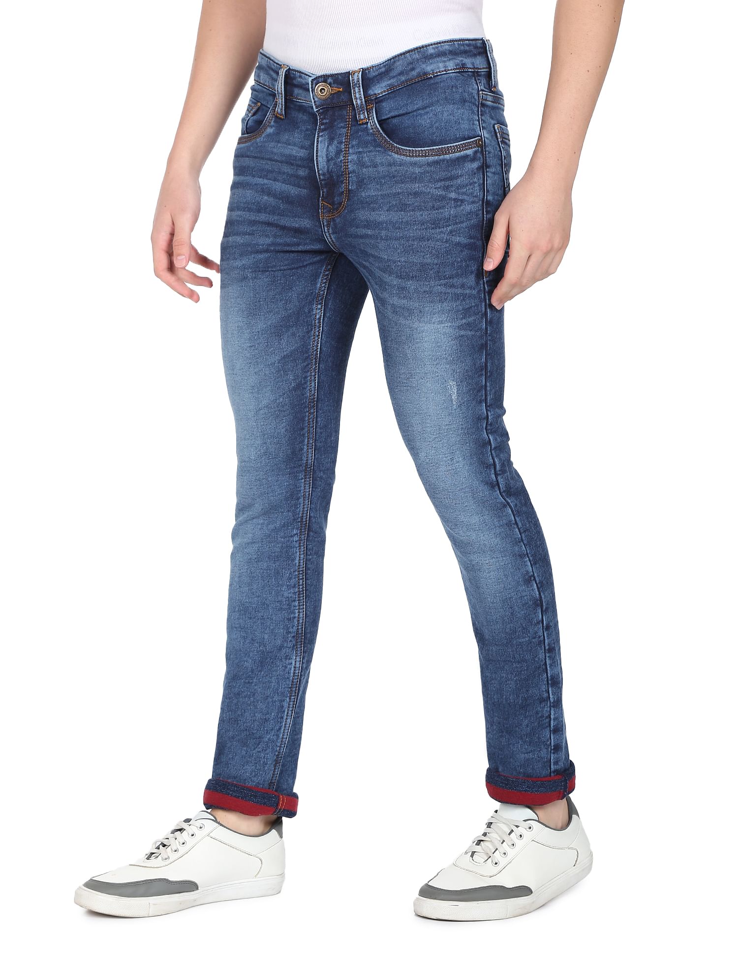 AD by Arvind Stone Wash Skinny Fit Stretch Jeans