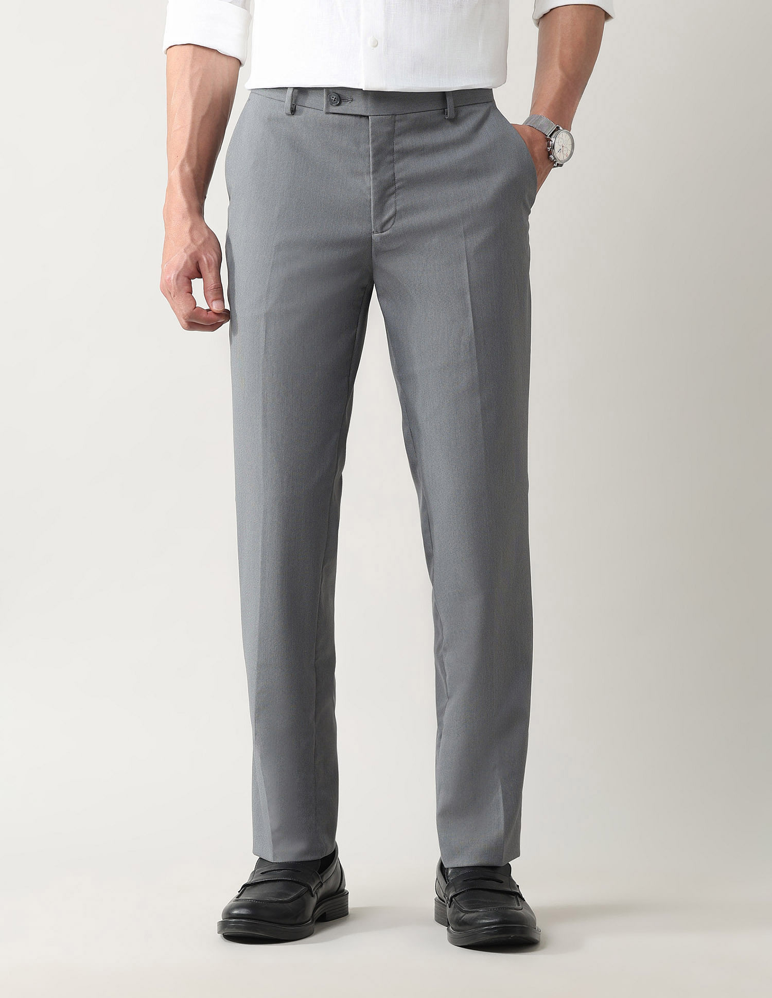 Arrow Textured Regular Fit Dobby Trousers