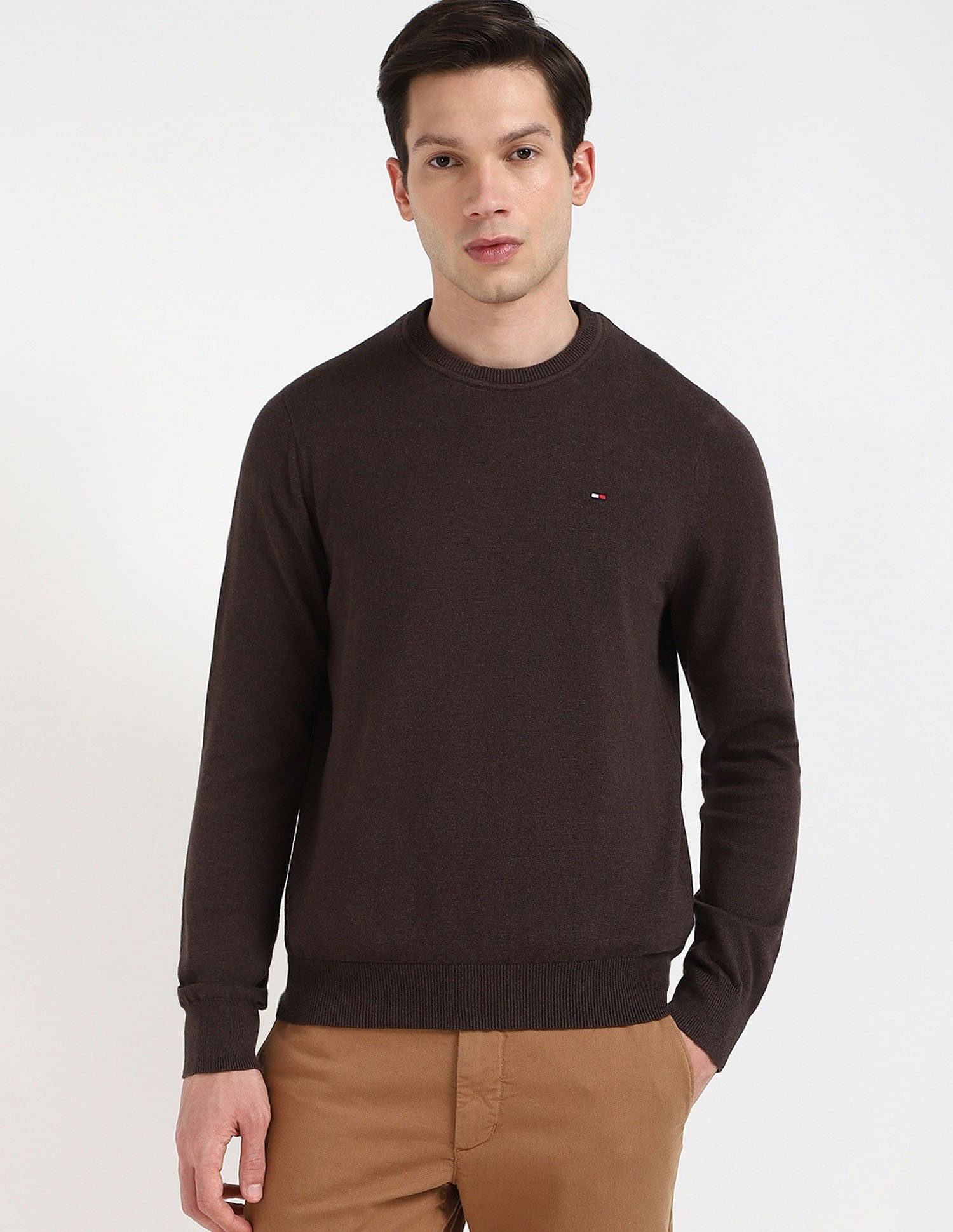 Tommy Hilfiger Solid Regular-Fit Cotton Sweater