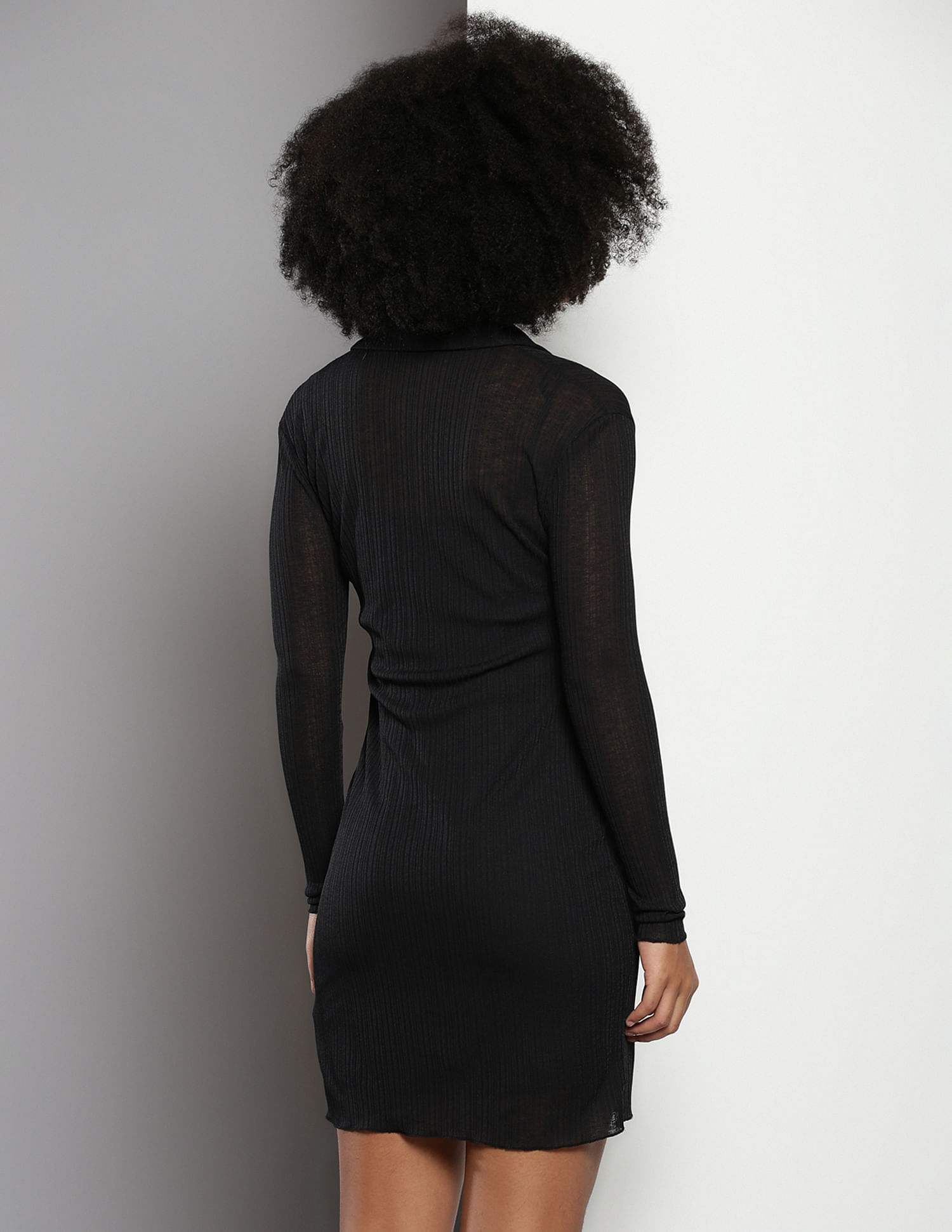 Calvin Klein Layered Sheer Ribbed Dress