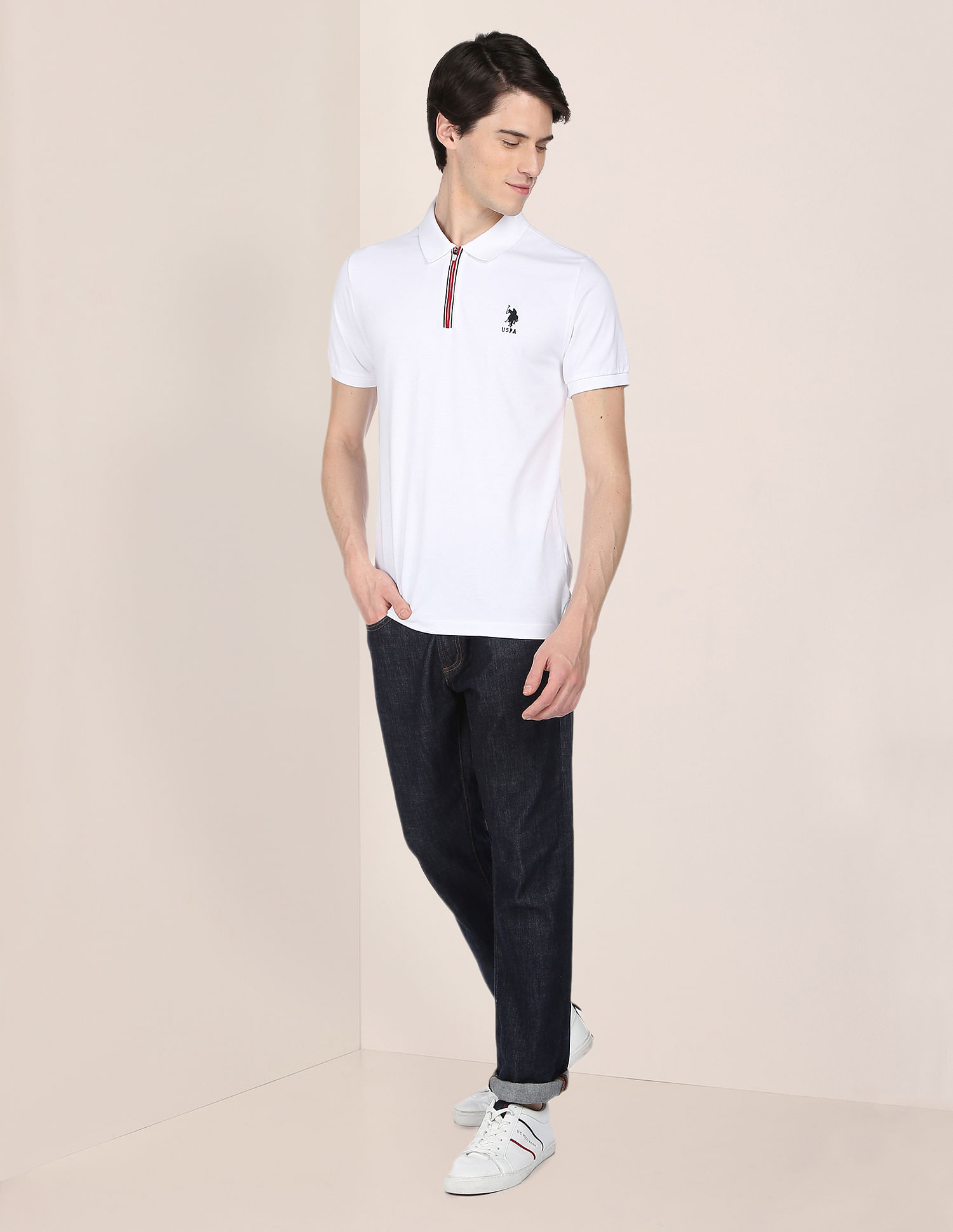 U.S. Polo Assn. Zipper Cotton Polo Shirt