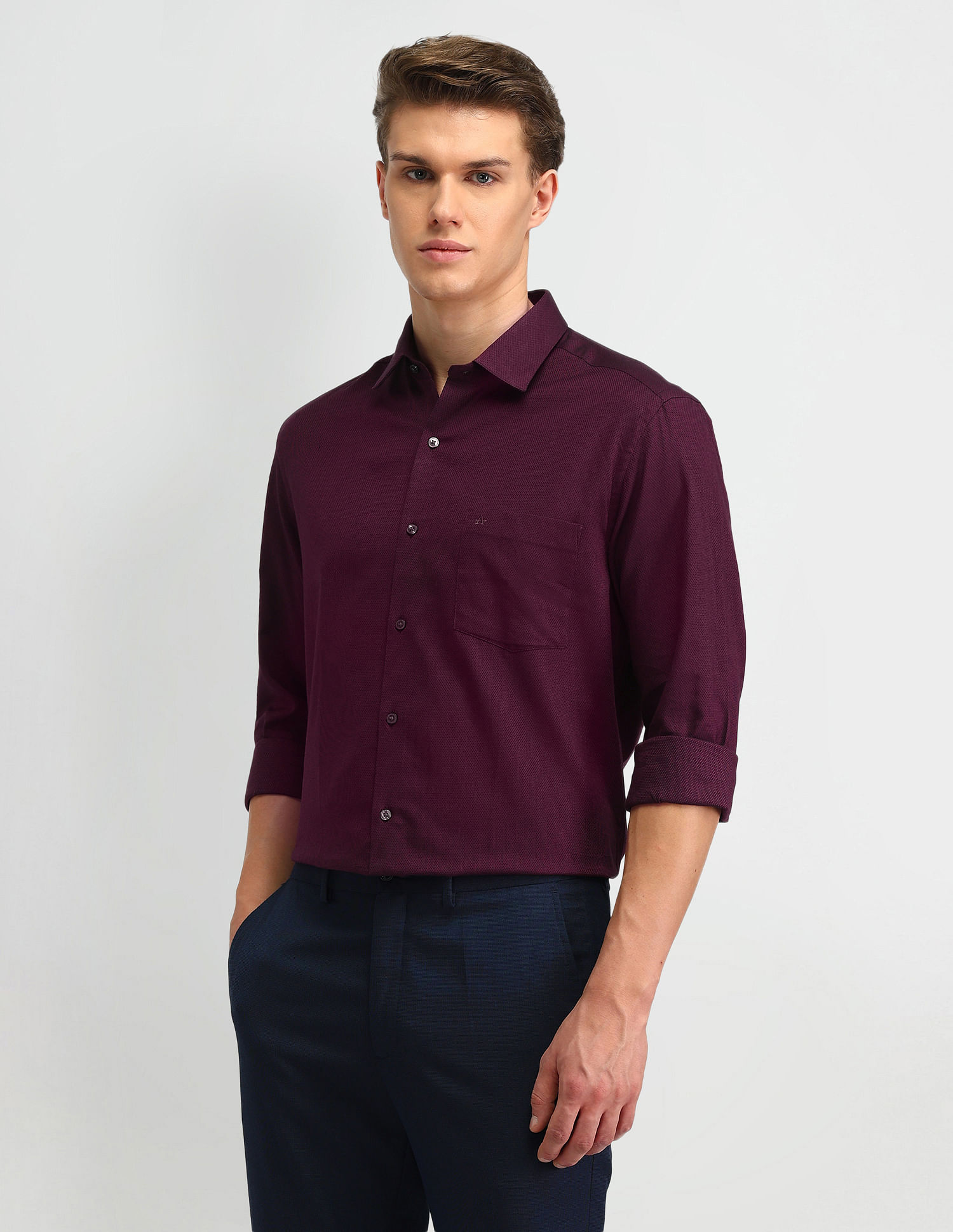 Arrow Solid Manhattan Slim Fit Shirt