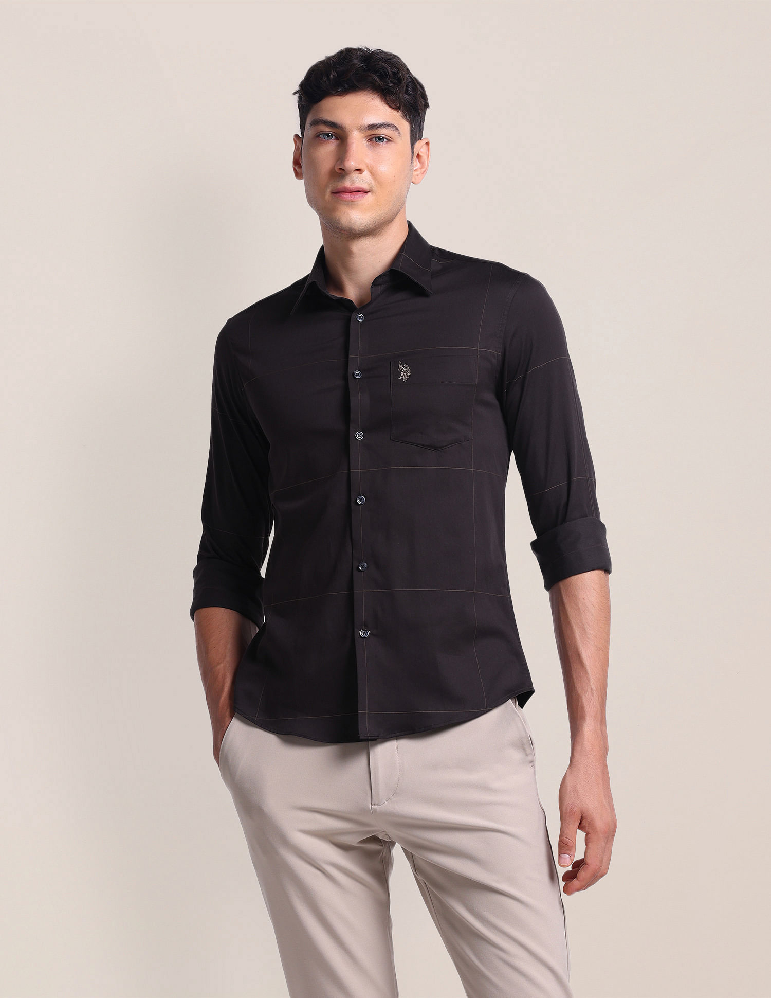U.S. Polo Assn. Windowpane Check Twill Shirt