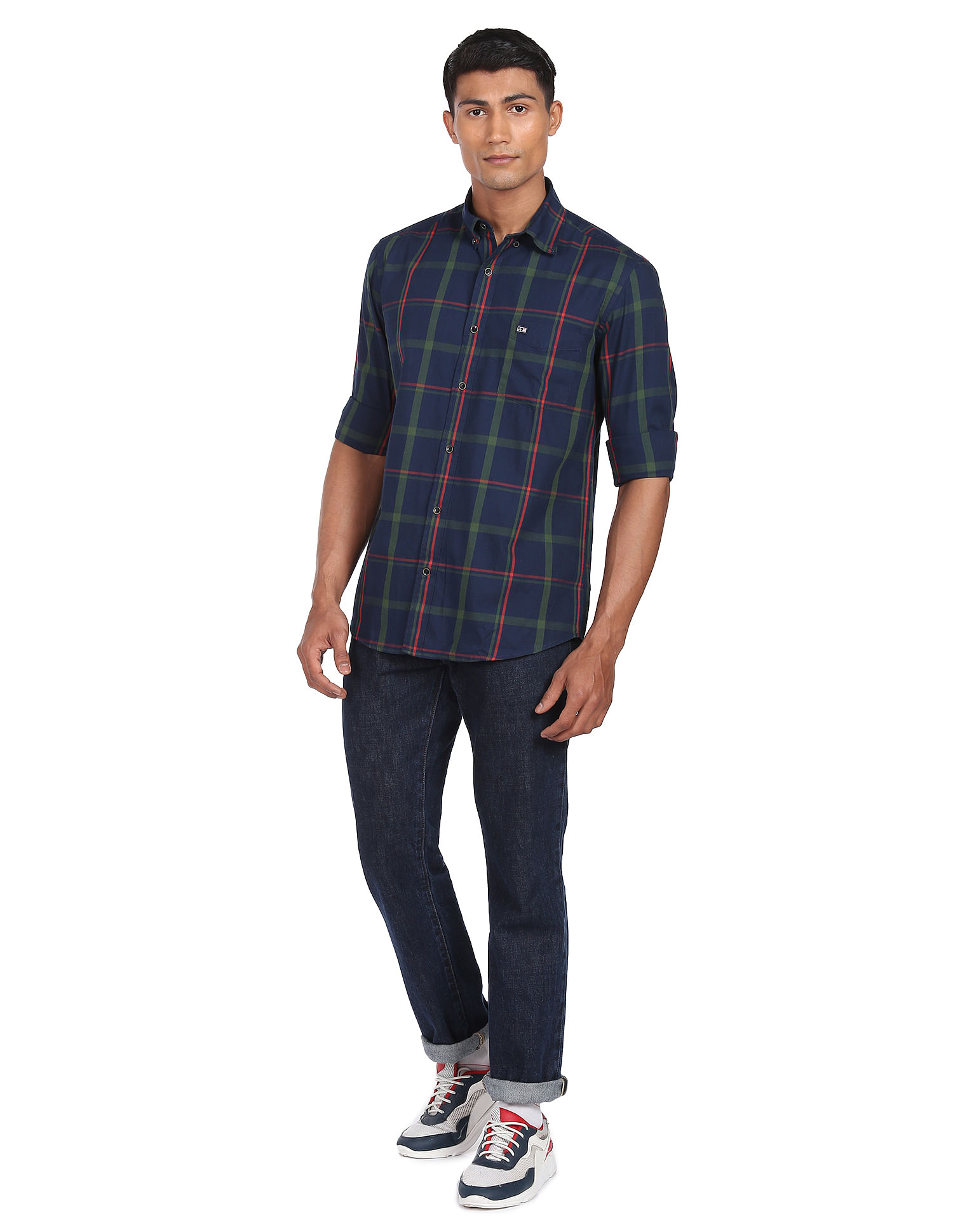 Arrow Sports Plaid Check Manhattan Slim Fit Shirt
