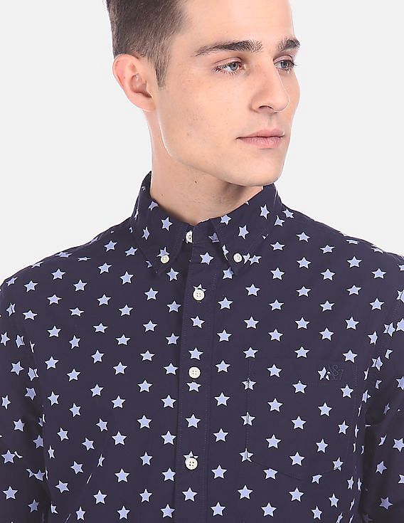 Buy Aeropostale Men Navy Star Print Cotton Casual Shirt NNNOW