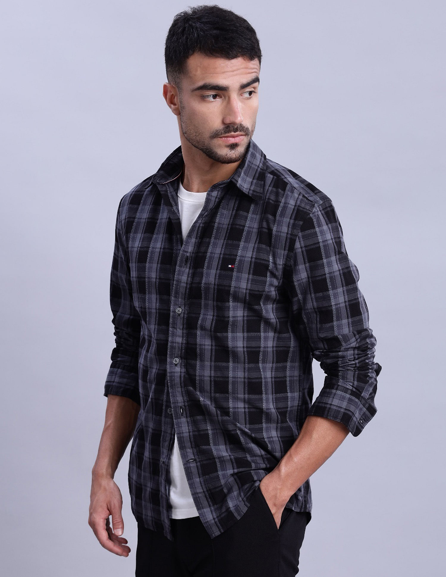 Tommy Hilfiger Checked Regular Fit Plain Woven Shirt