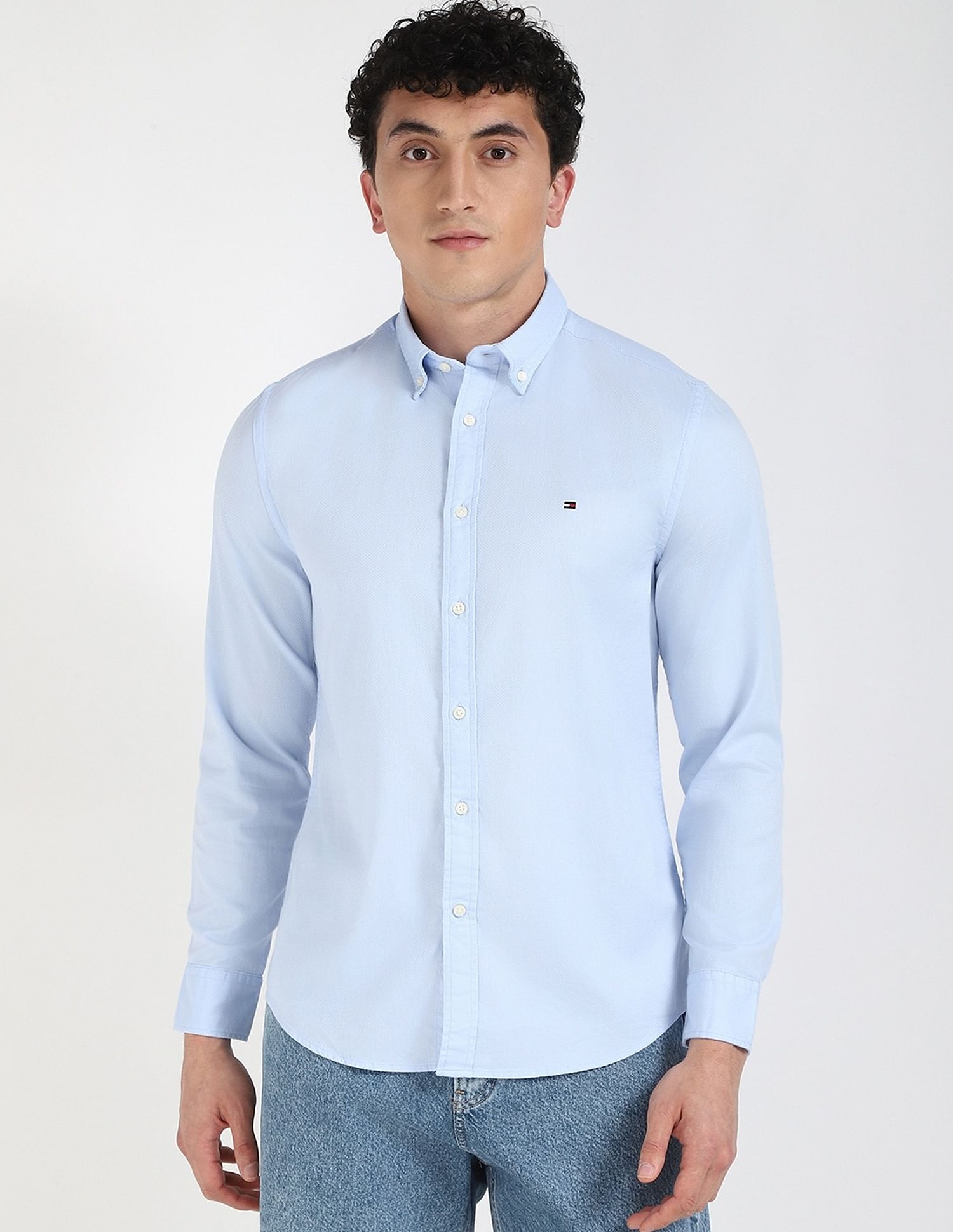 Tommy Hilfiger Solid Slim-Fit Dobby Woven Shirt
