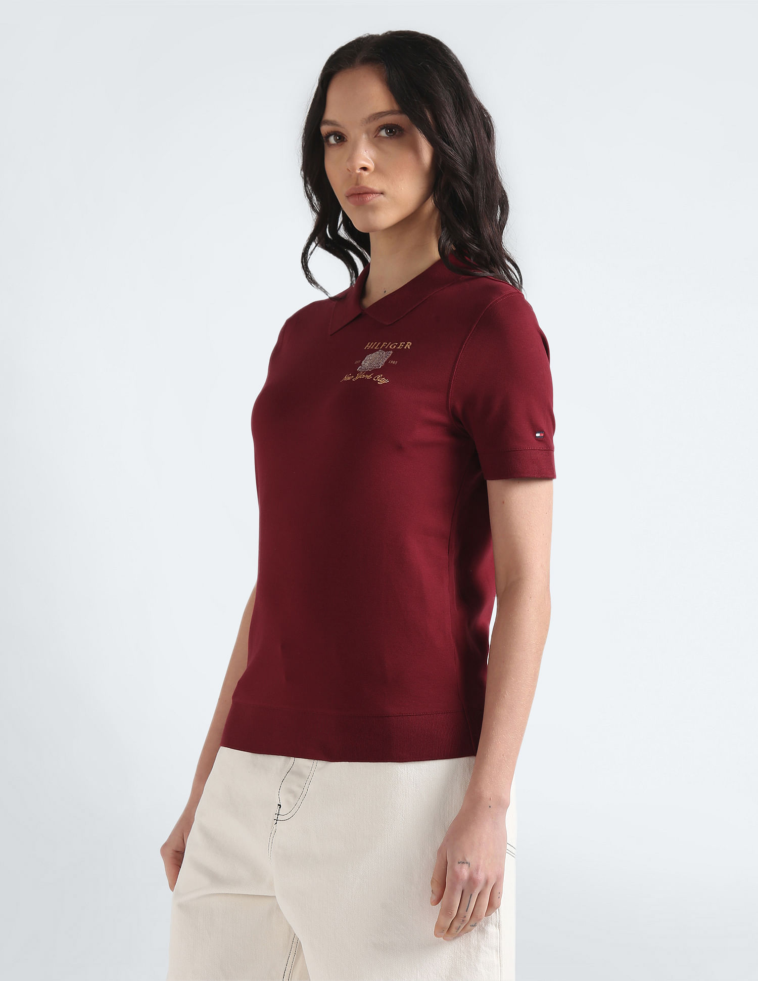 Tommy Hilfiger Sequin Crest Cotton Polo Shirt