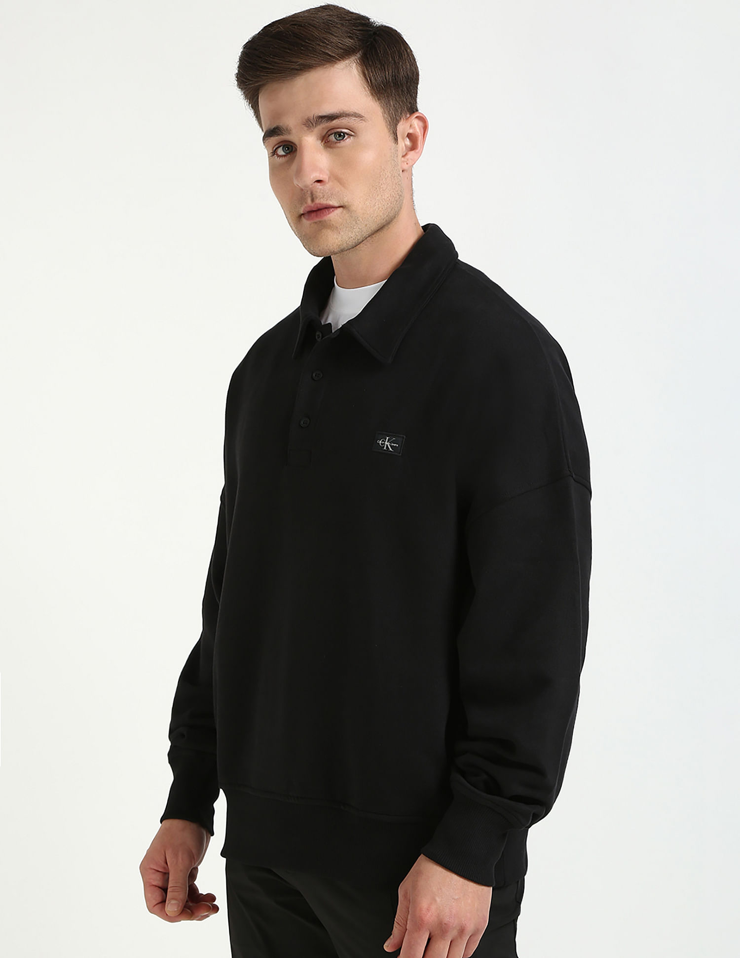 Calvin Klein Jeans Solid Relaxed-Fit Cotton Sweatshirt