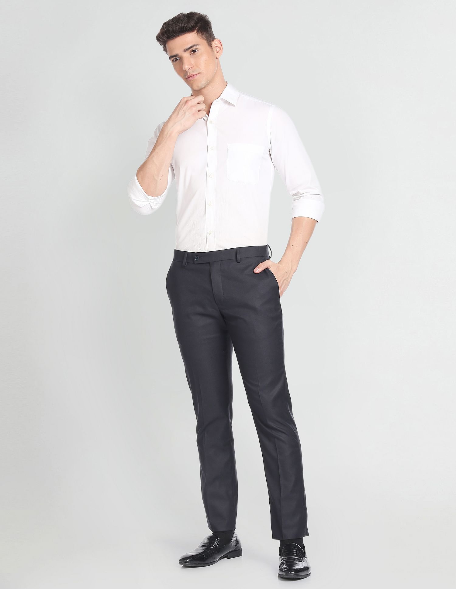 Arrow Hudson Regular Fit Twill Formal Trousers