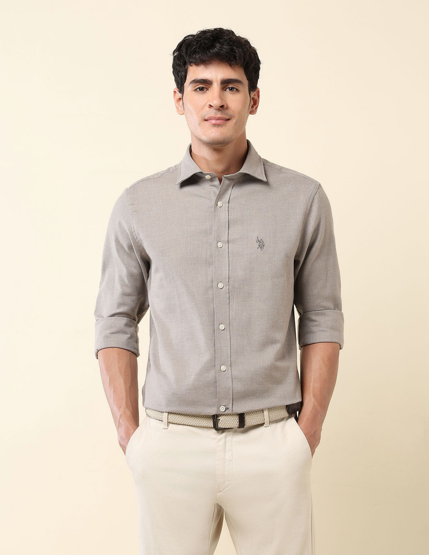 U.S. Polo Assn. Tailored Fit Pure Cotton Dobby Shirt