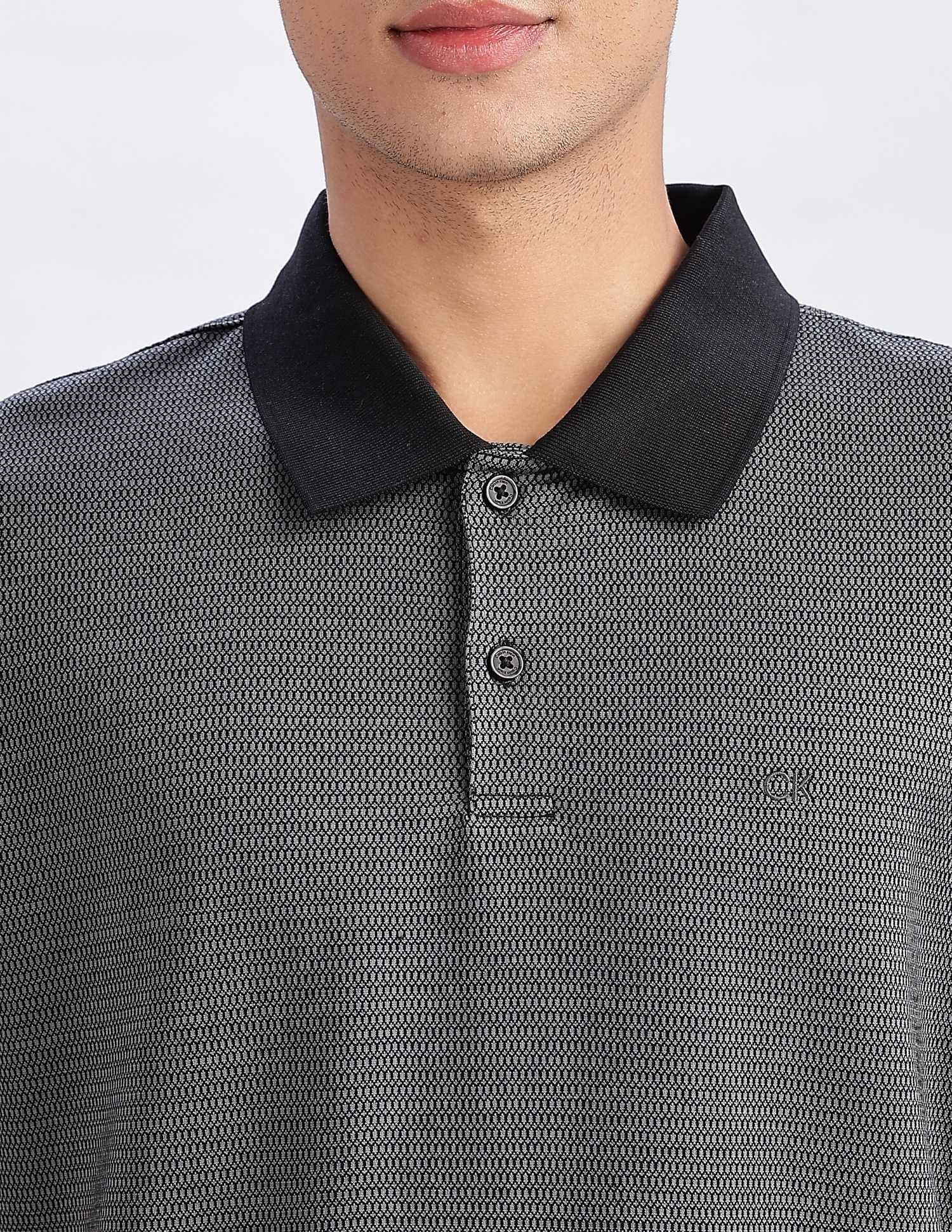 Calvin Klein Jeans Regular-Fit Geometric Cotton Polo Shirt