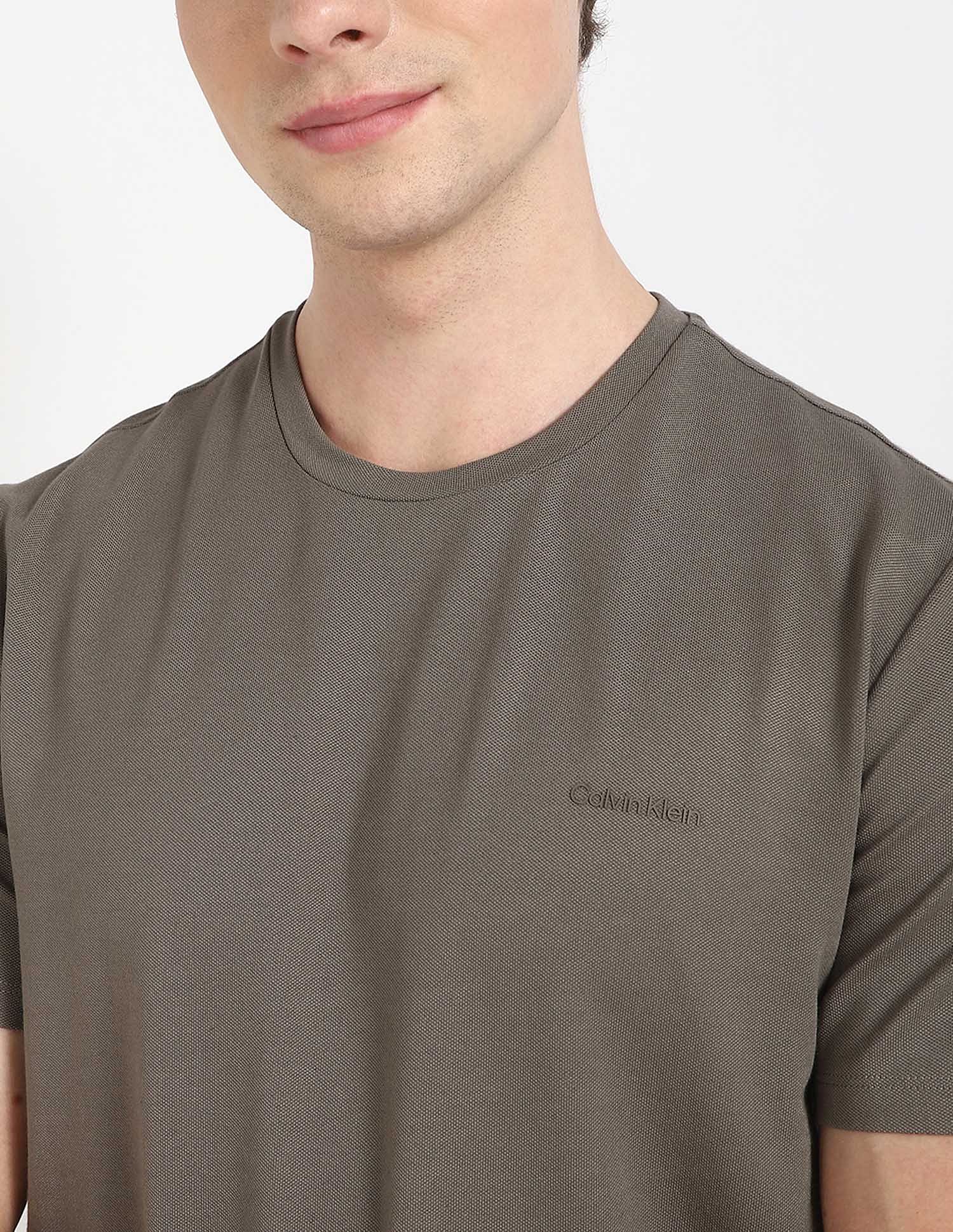 Calvin Klein Jeans Earthy Brown Solid T-Shirt