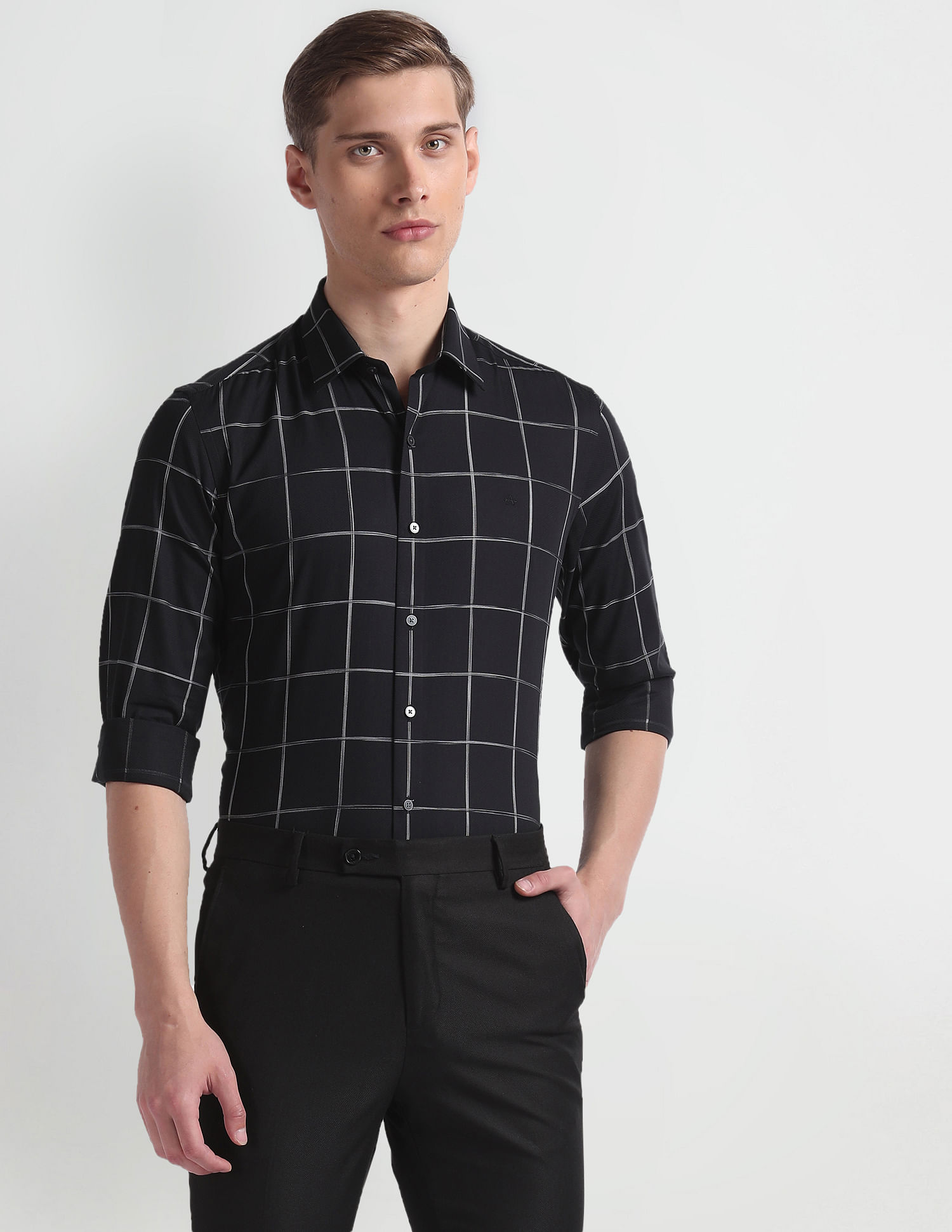 Arrow Newyork Windowpane Check Slim Fit Shirt