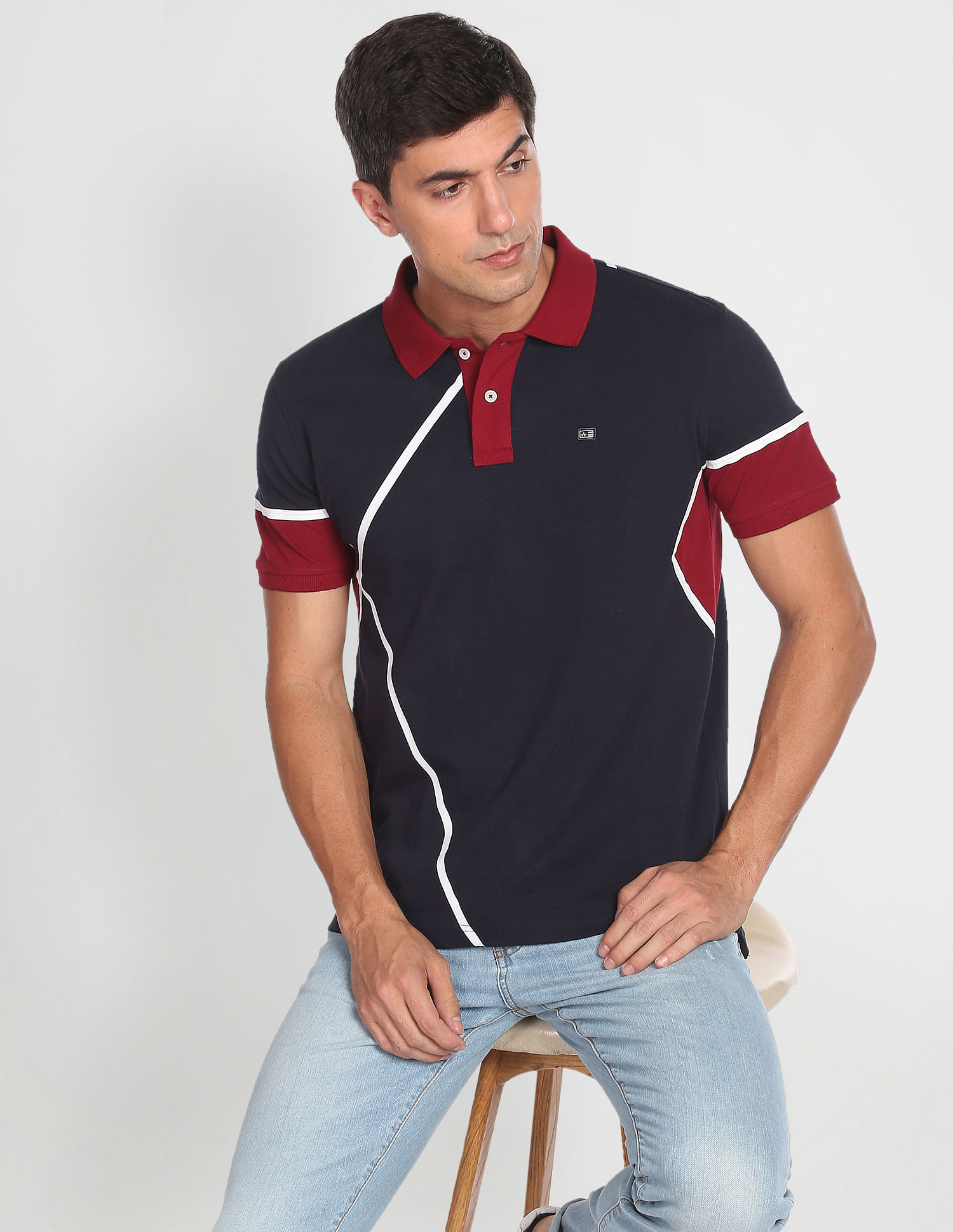 Buy Louis Philippe Jeans Polo Collar Pure Cotton With Chest Pocket