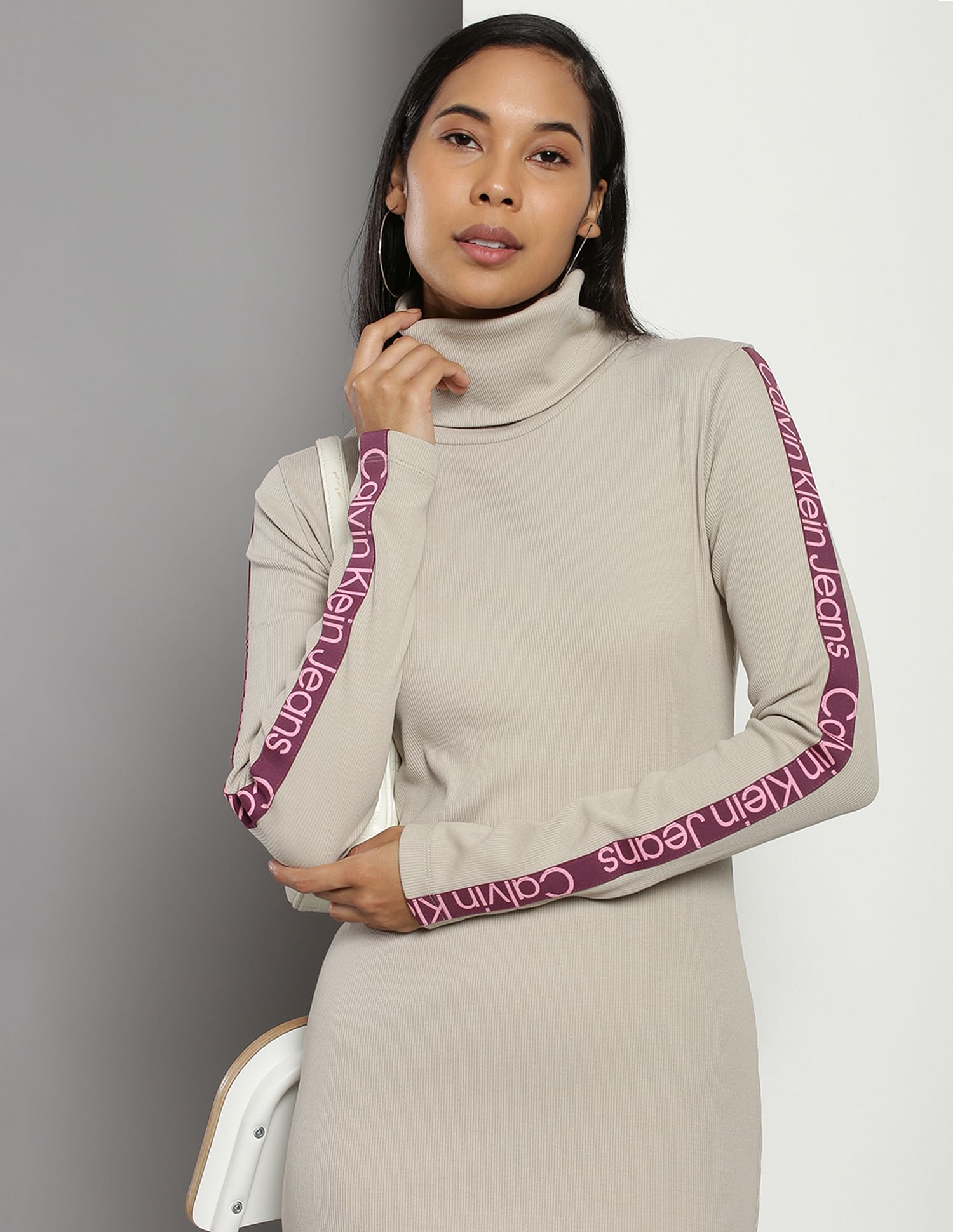 Buy Calvin Klein Turtleneck Ribbed Dress NNNOW