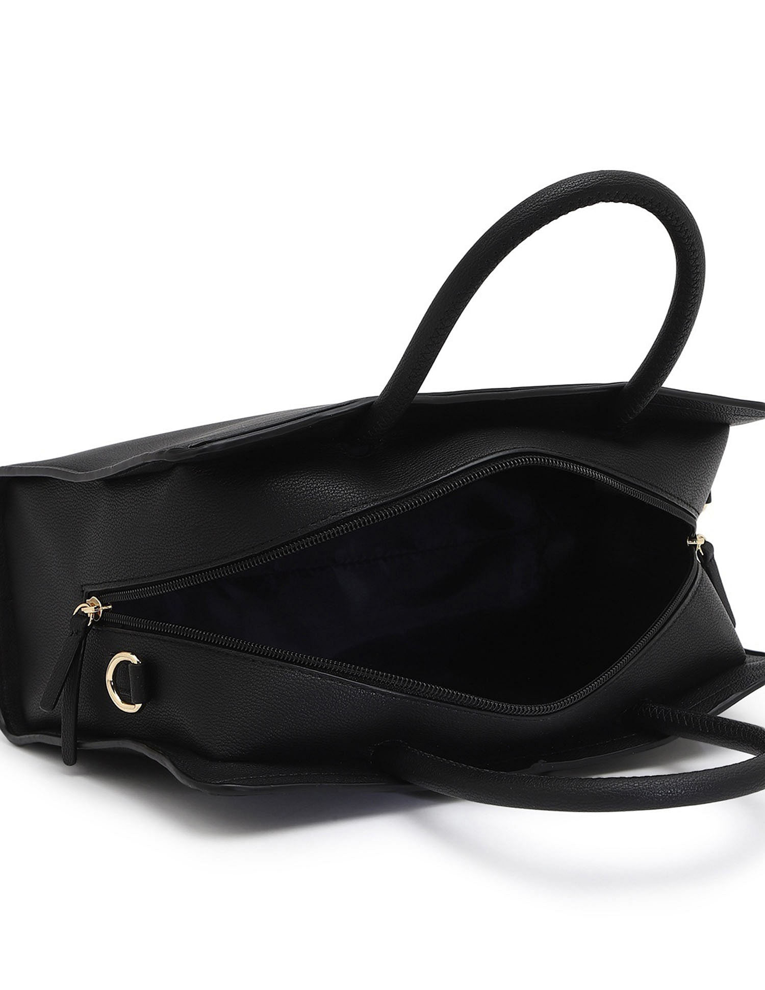 Tommy Hilfiger Solid Black PU Hand Bag