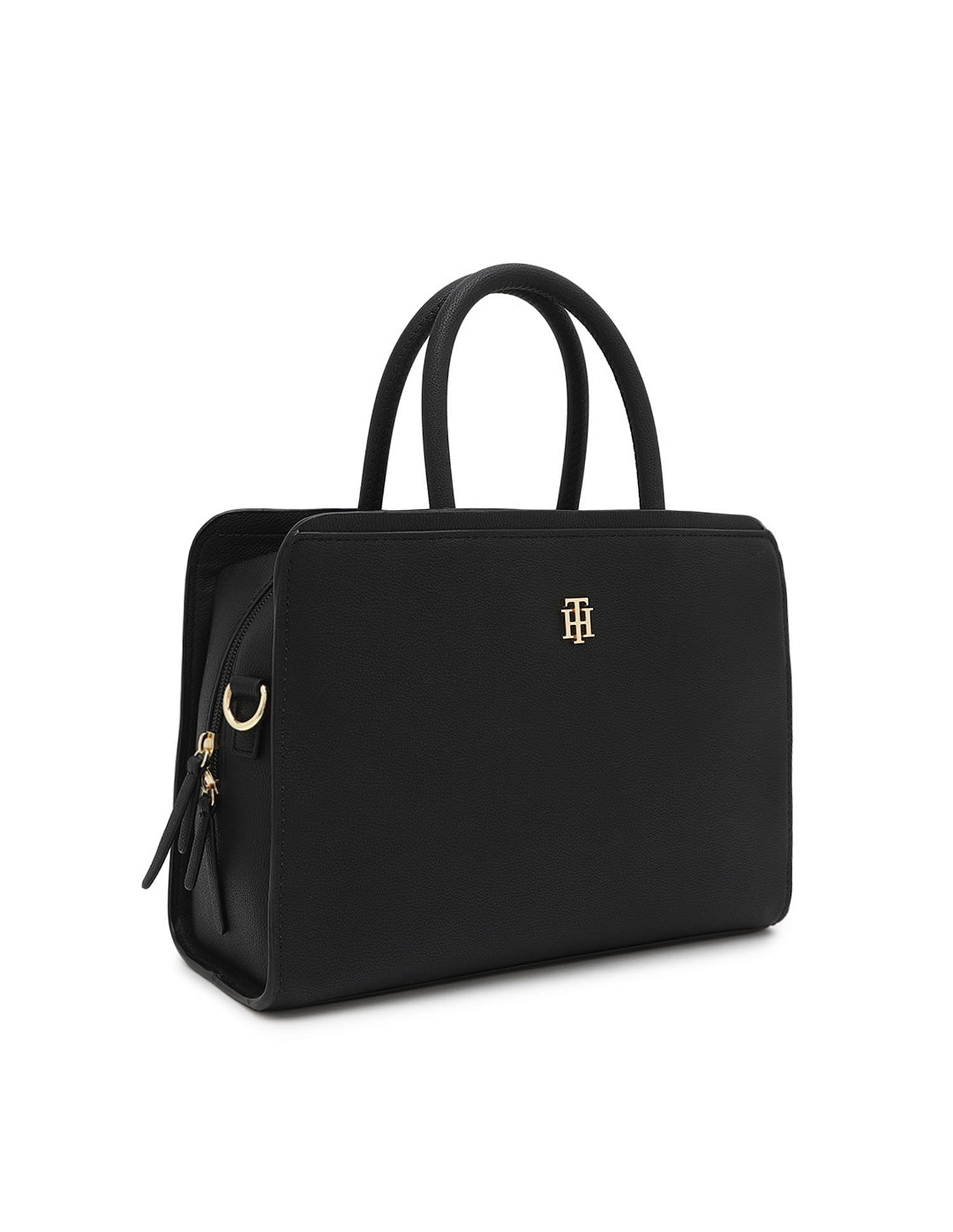 Tommy Hilfiger Solid Black PU Hand Bag