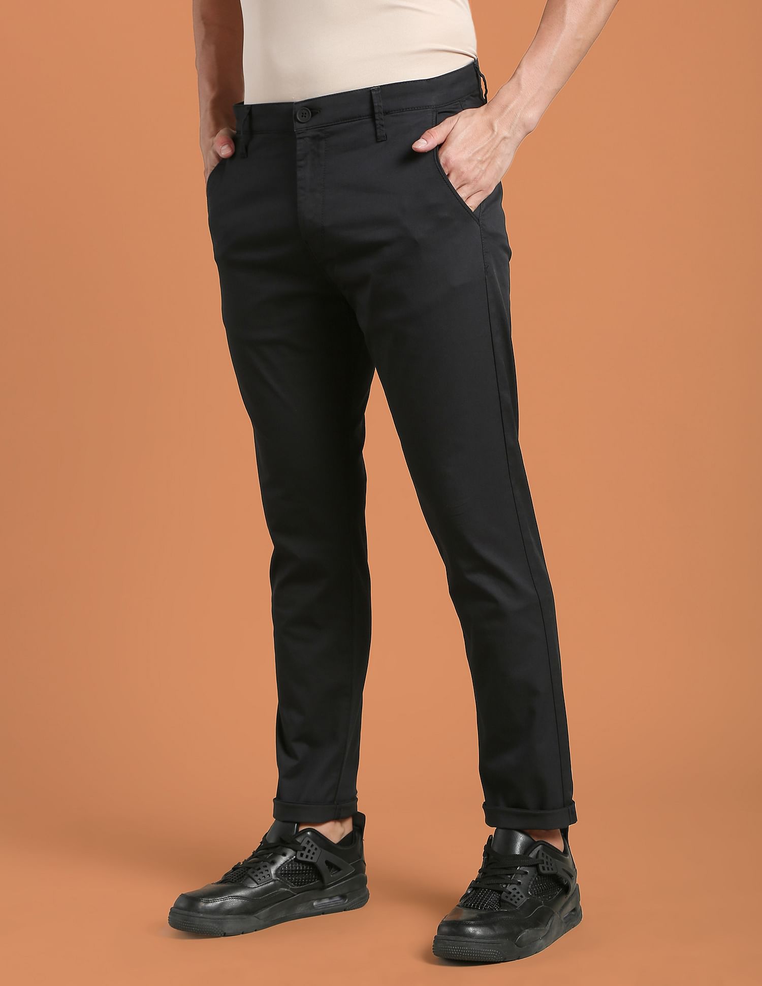 Flying Machine Mid Rise Solid F-Lite Trousers